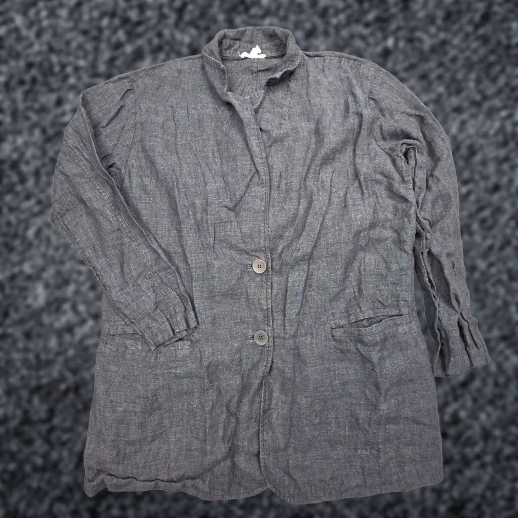 Eileen Fisher Eileen Fisher Jacket Women Size 2 Navy-Blue/Gray Button Up 100% Linen Navy-Blue/Gray Button Up 100% Linen Regular Women Jacket Size S / US 4 / IT 40 - 1 Thumbnail