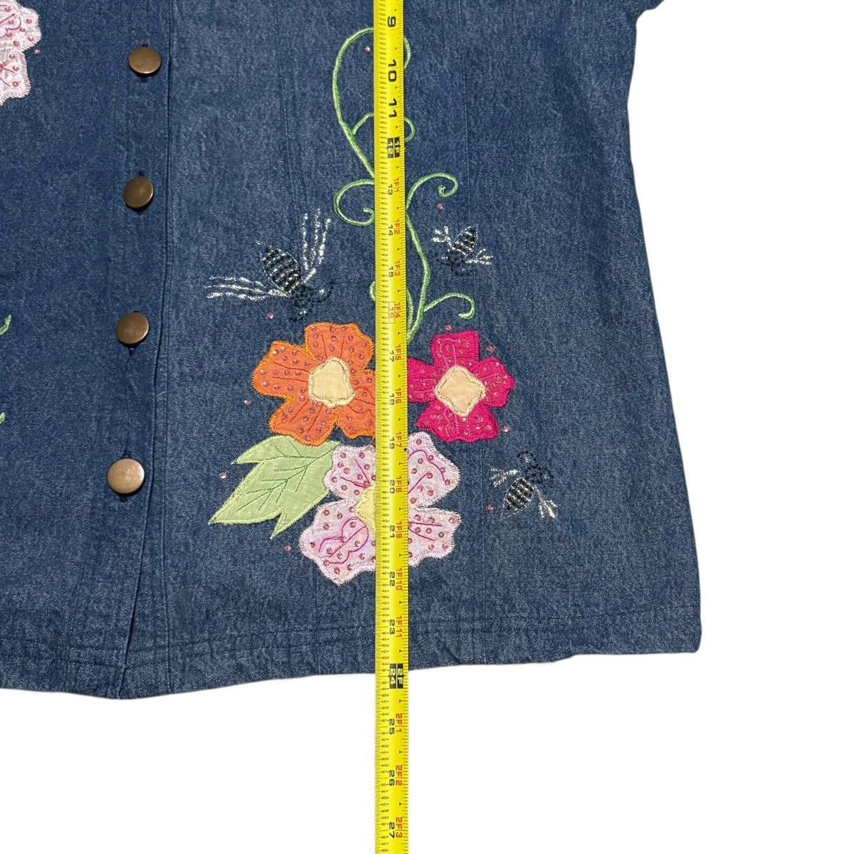 Vintage Tapestry Patch Cotton Flower Floral Denim Jacket Women's XL Size XL / US 12-14 / IT 48-50 - 6 Thumbnail
