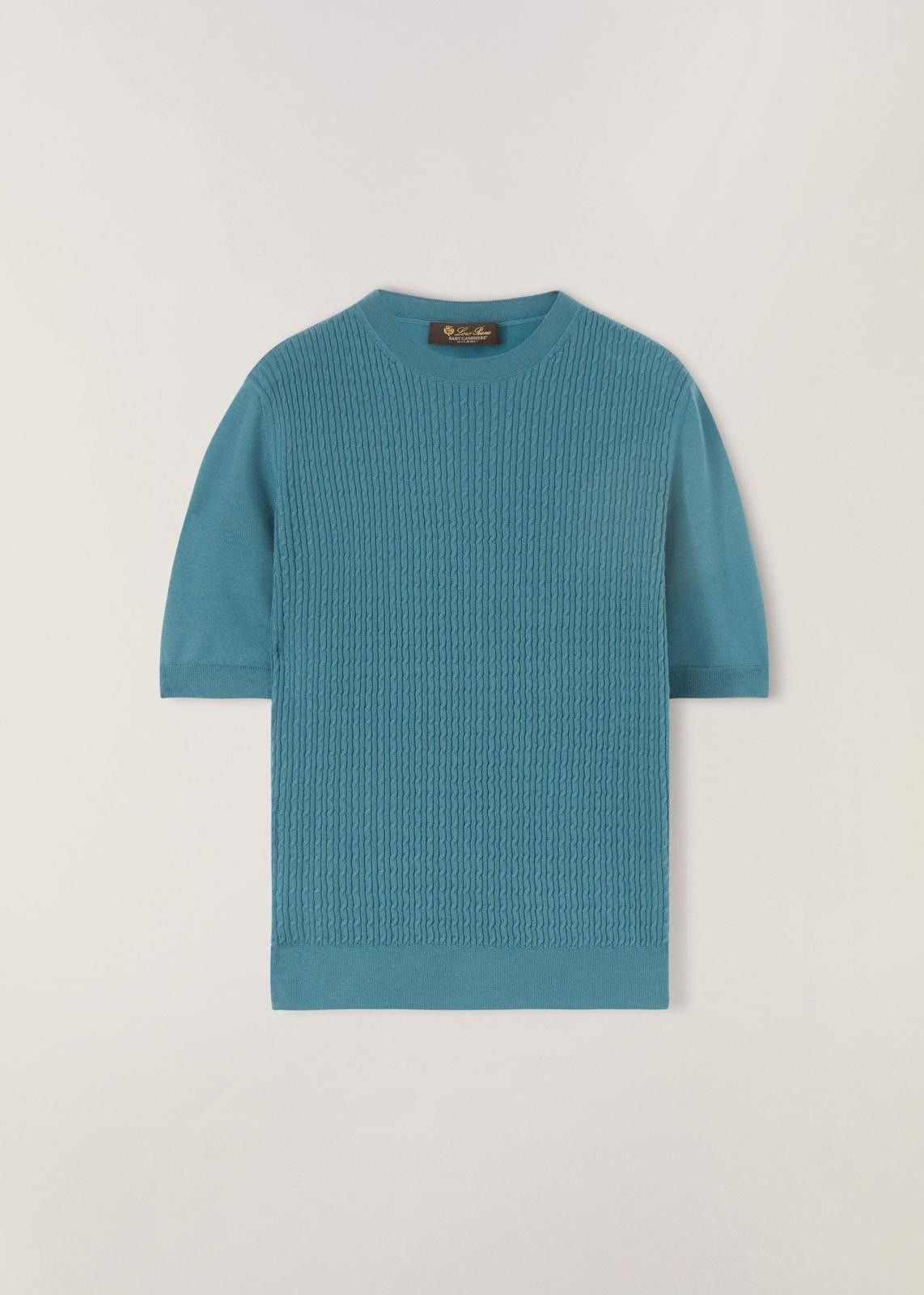 Loro Piana o1srvl11e0125 Short- Sleeved Roundneck Sweater in Blue Size M / US 6-8 / IT 42-44 - 1 Thumbnail