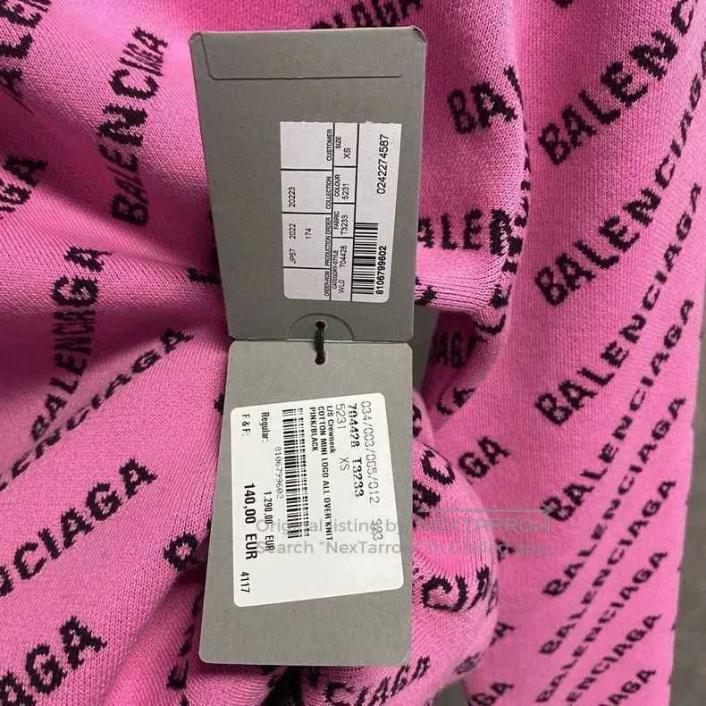 Balenciaga Balenciaga Pink Logo Print Sweater. Size US XS / EU 42 / 0 - 6 Thumbnail