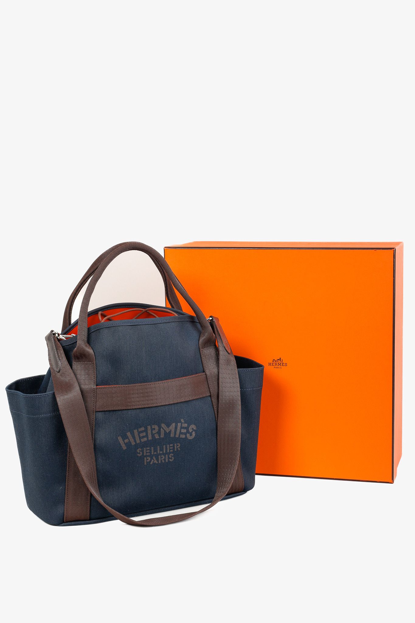 Hermes Hermes Grooming Bleu Navy & Feu Canvas Bag Size ONE SIZE - 19 Thumbnail