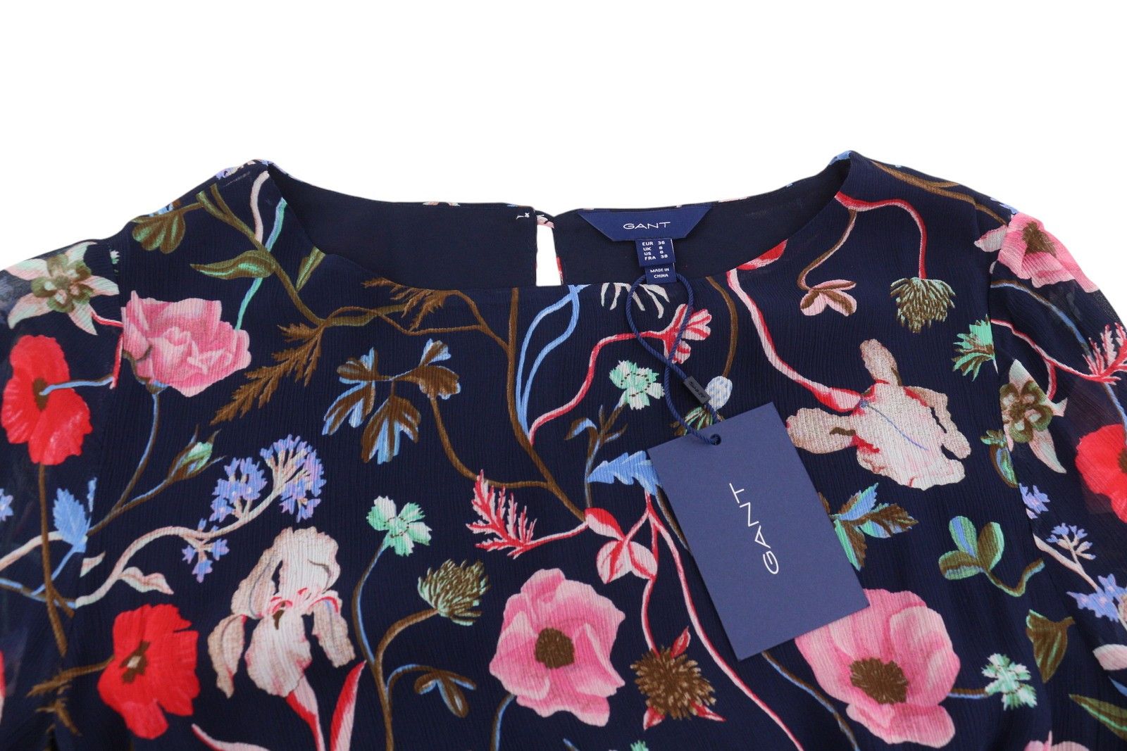 Gant WILD FLORAL BOATNECK EU36 Classic Blue Mini Dress 87731 Size S / US 4 / IT 40 - 5 Thumbnail