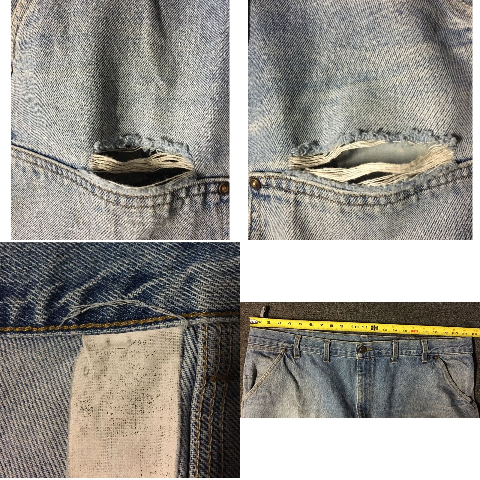 Carhartt VINTAGE Carhartt Jeans 42 Mens Denim 90s Grunge Distressed Double Knee USA Made Blue Western Trucker Work Destroyed Pants Size US 42 / EU 58 - 8 Thumbnail