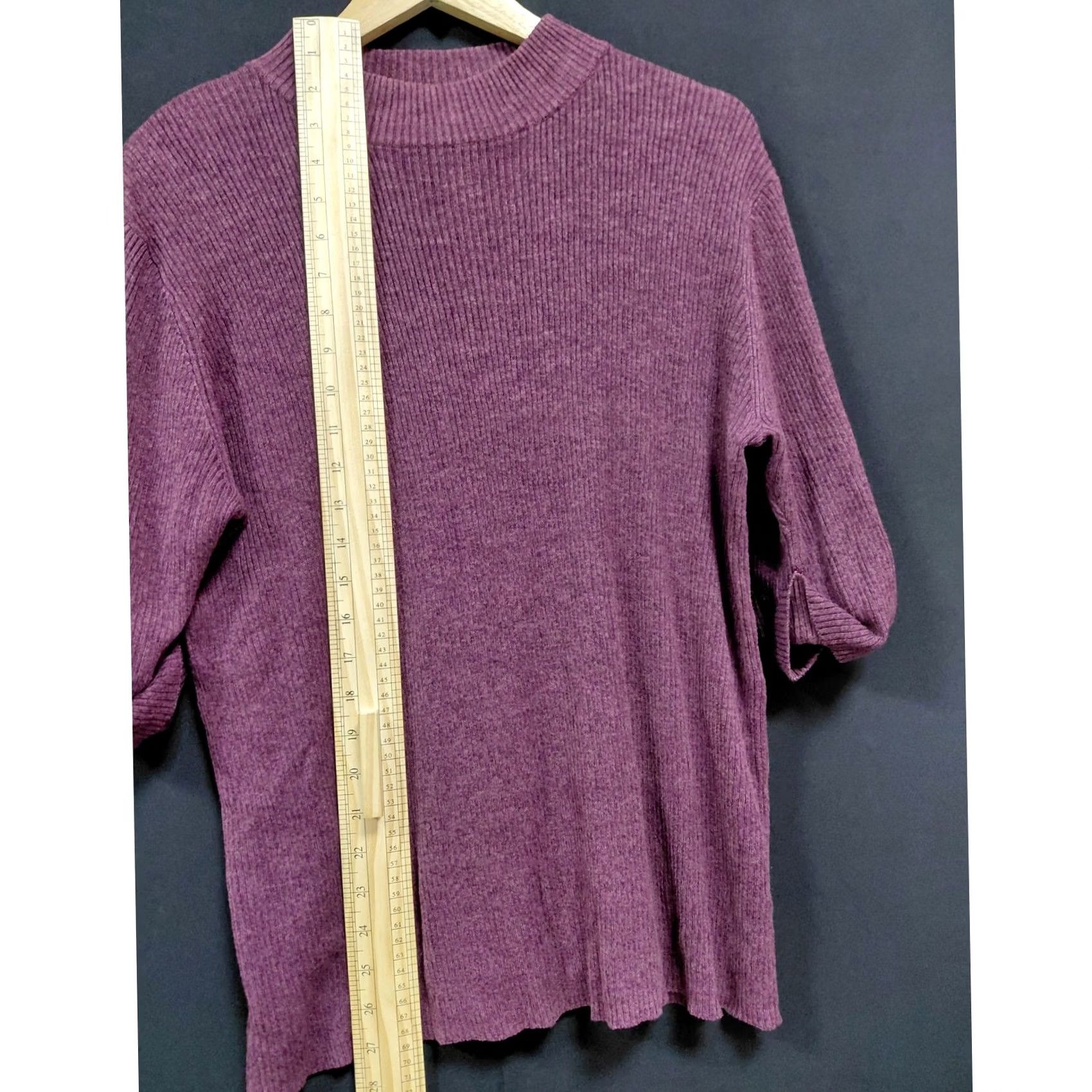 Vintage Norton Silk Blend Top Purple 3/4 Sleeve Women XL Knit Crew Neck Pullover Solid Holiday/Workwear Size XL / US 12-14 / IT 48-50 - 7 Thumbnail