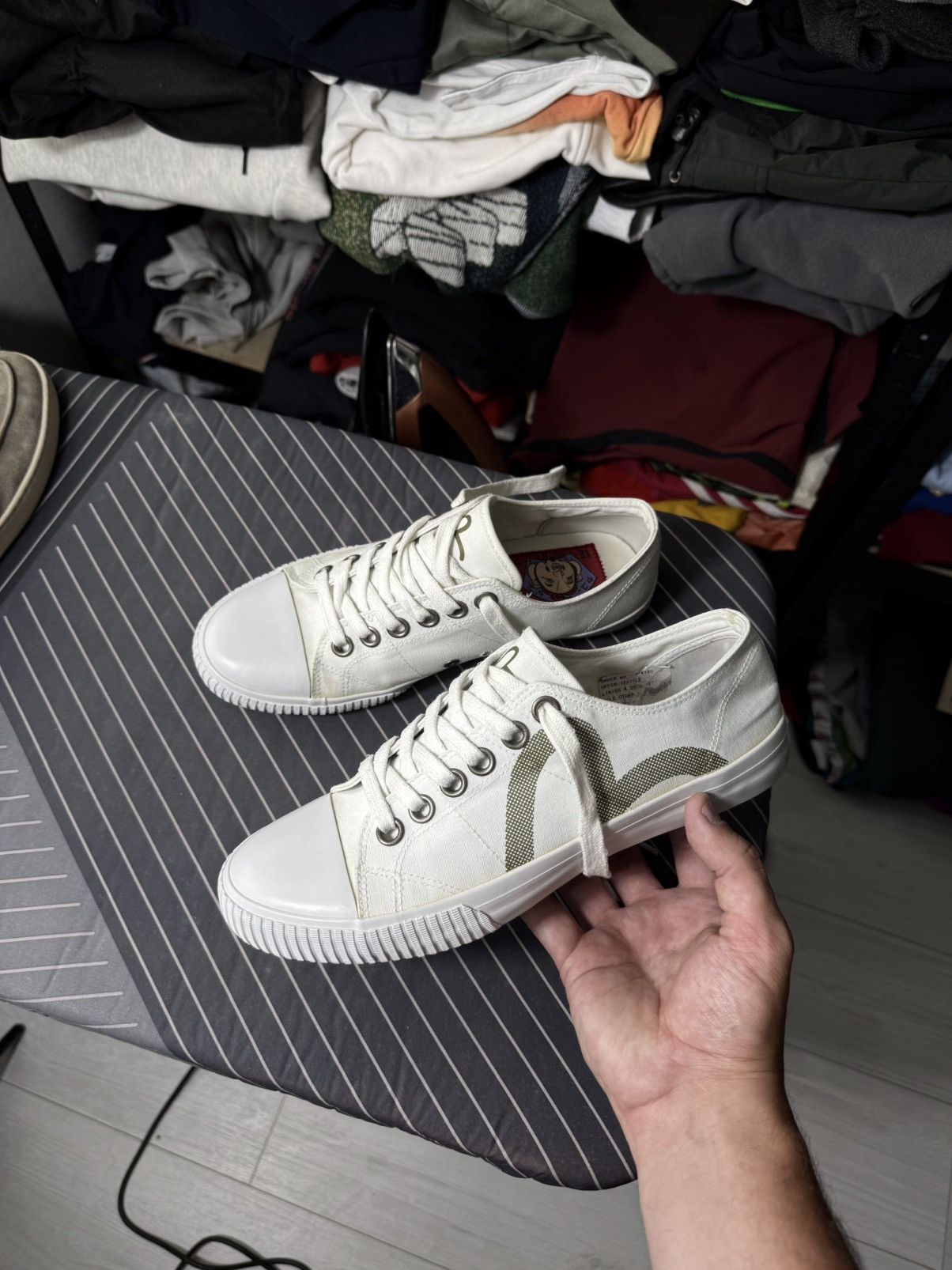 Evisu Evisu Canvas Low Top Sneakers White EU42 Japanese Streetwear Size US 9 / EU 42 - 2 Thumbnail