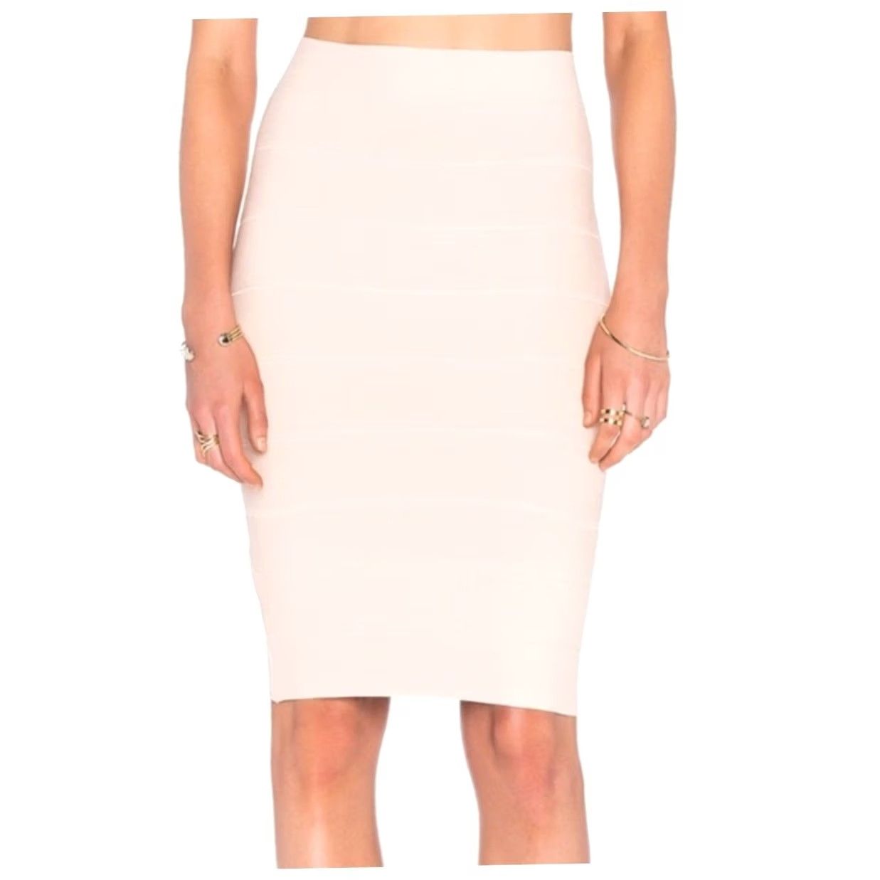 Bcbgmaxazria BCBGMaxazria Bandage Skirt Cream Tan XS Knee Length Women High Rise Rayon Spandex Solid 21" Length Spring Fall Summer Workwear Party/Cocktail Size 26" / US 2 / IT 38 - 6 Thumbnail