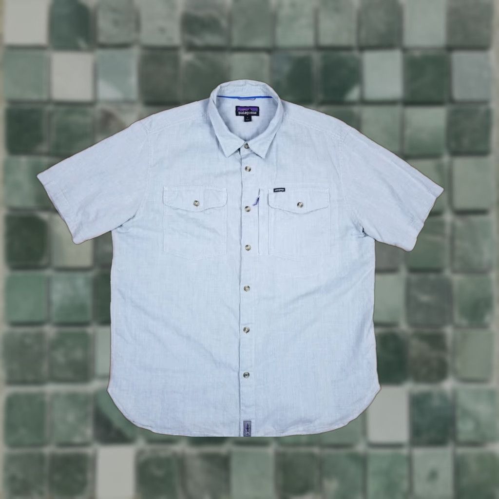 Patagonia VINTAGE Patagonia Cotton Short Sleeve Shirt Mens Large Blue T-Shirt Regular Fit 24 inch Cross Chest USA Theme Band Retro Rock Tropical Size US L / EU 52-54 / 3 - 1 Thumbnail