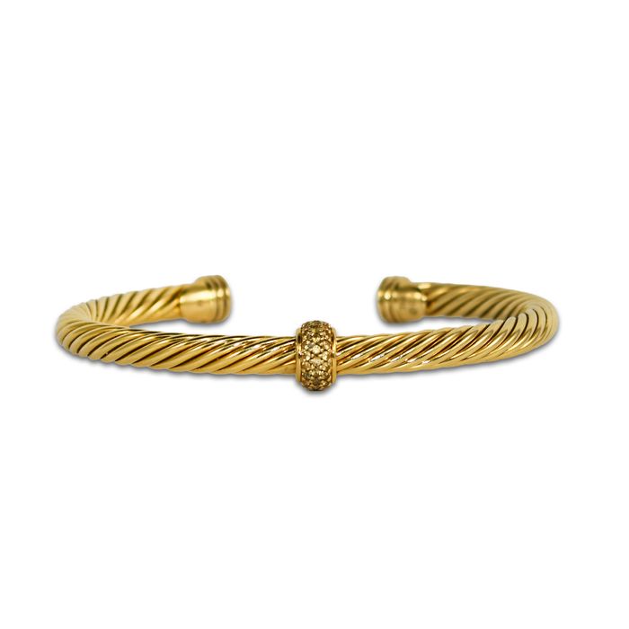 David Yurman 18K Yellow Gold David Yurman Cable Spira Bangle Bracelet ...