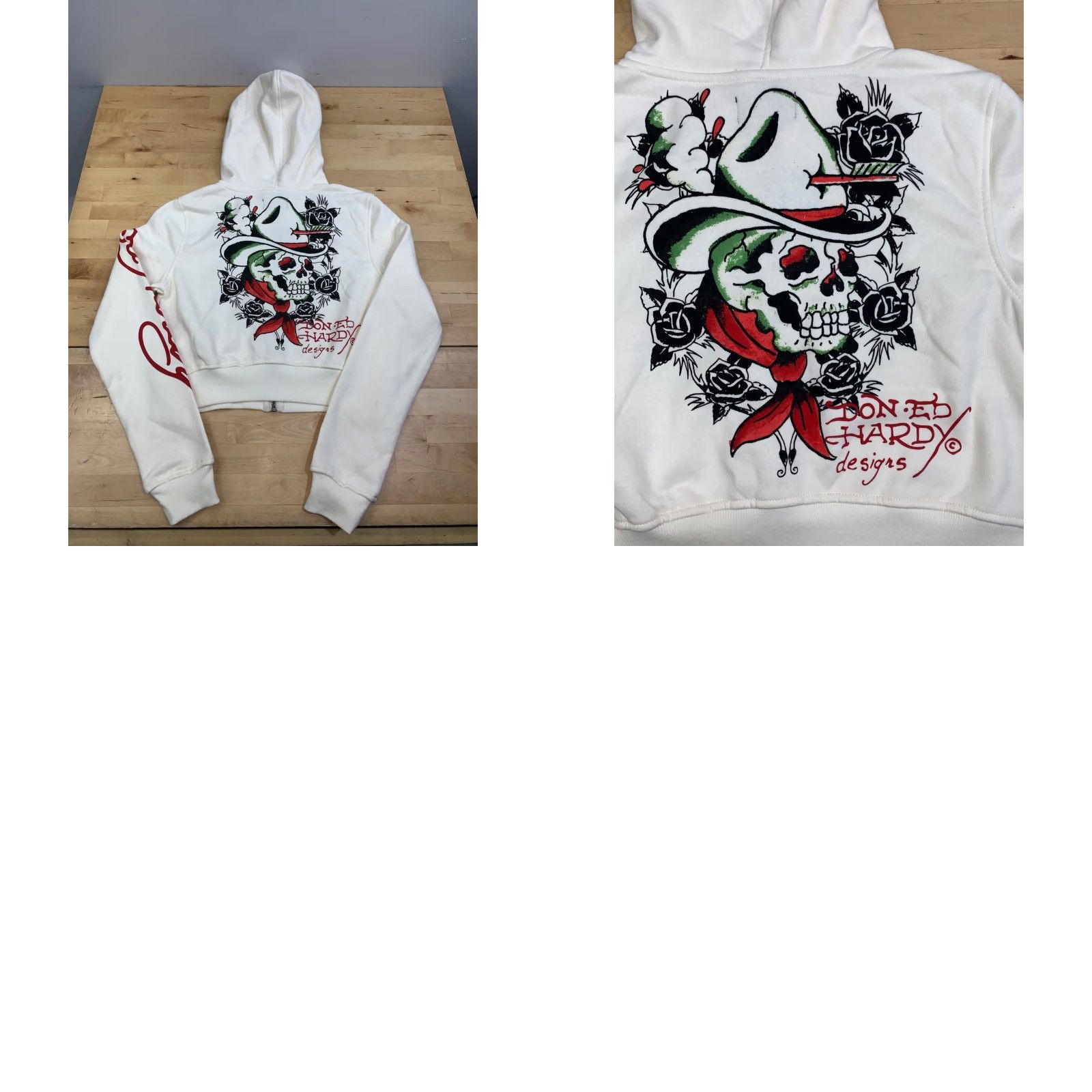Ed Hardy Ed Hardy Hoodie Womens M Ivory Horse Crop NWT 12690 Size M / US 6-8 / IT 42-44 - 8 Thumbnail