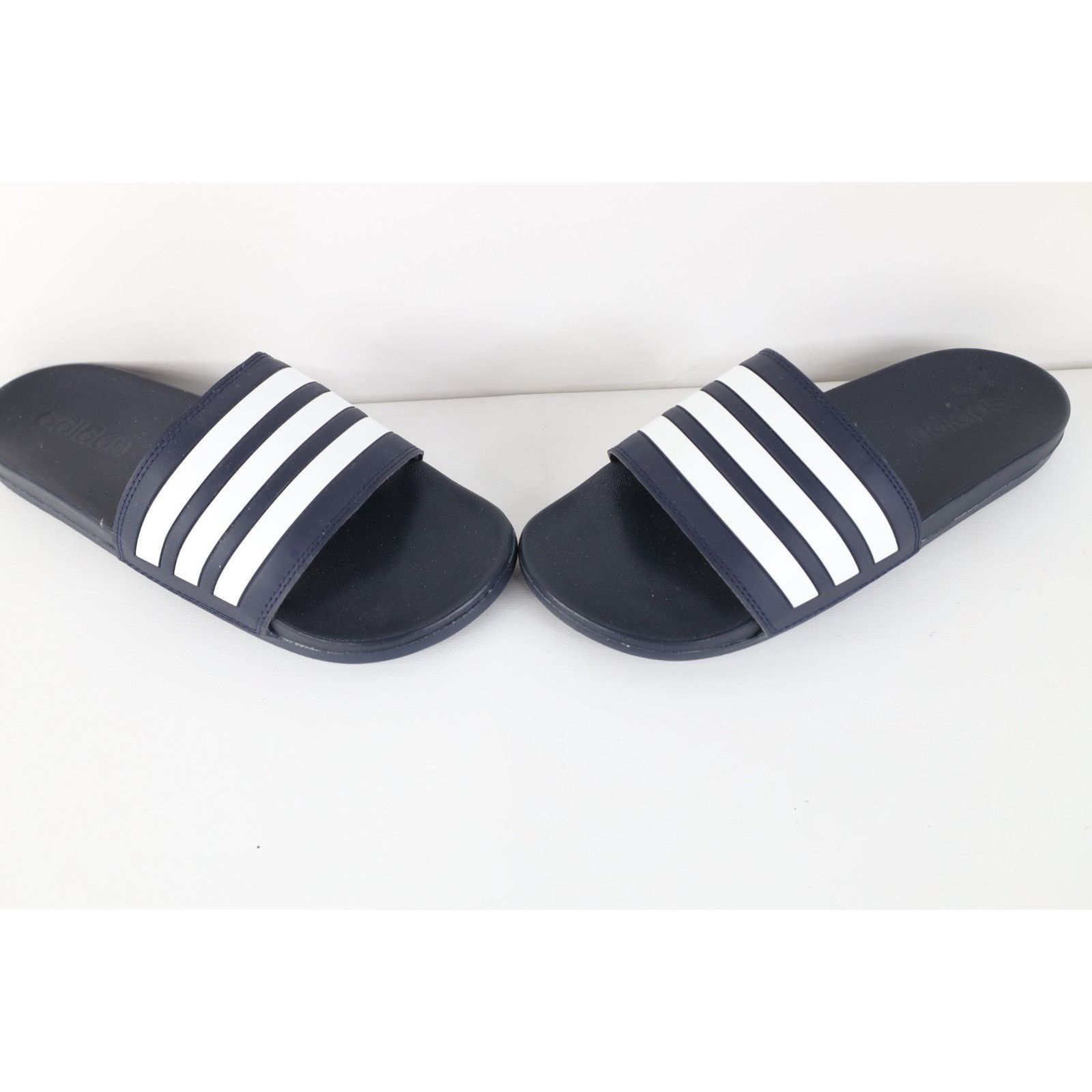 Vintage Y2K Adidas Mens Size 7 Striped Cushioned Slides Sandals Navy Blue Adidas Men Adilette CF 3-Stripes Slipper Navy Shoes Beach  main image 2