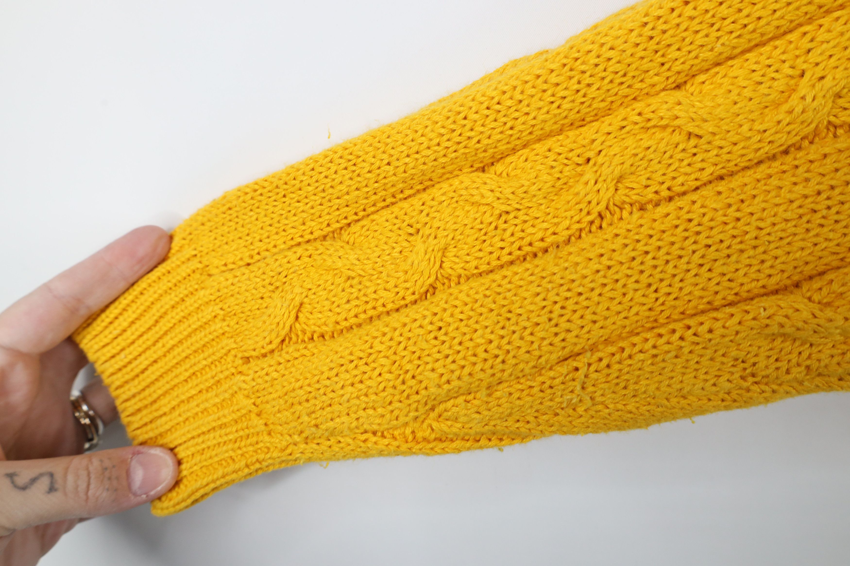 Vintage Vintage 90s Streetwear Chunky Cable Knit Sweater Yellow Size M / US 6-8 / IT 42-44 - 5 Thumbnail