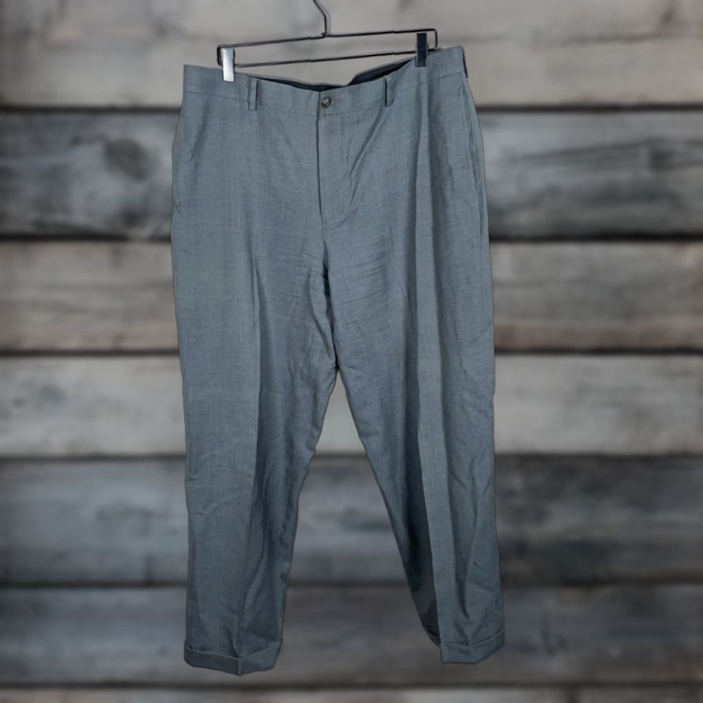 Vintage L.L. Bean Men's Wool Classic Fit Dress Pants 38 x 29 Gray Cuffed Flat Front Size US 39 - 1 Thumbnail