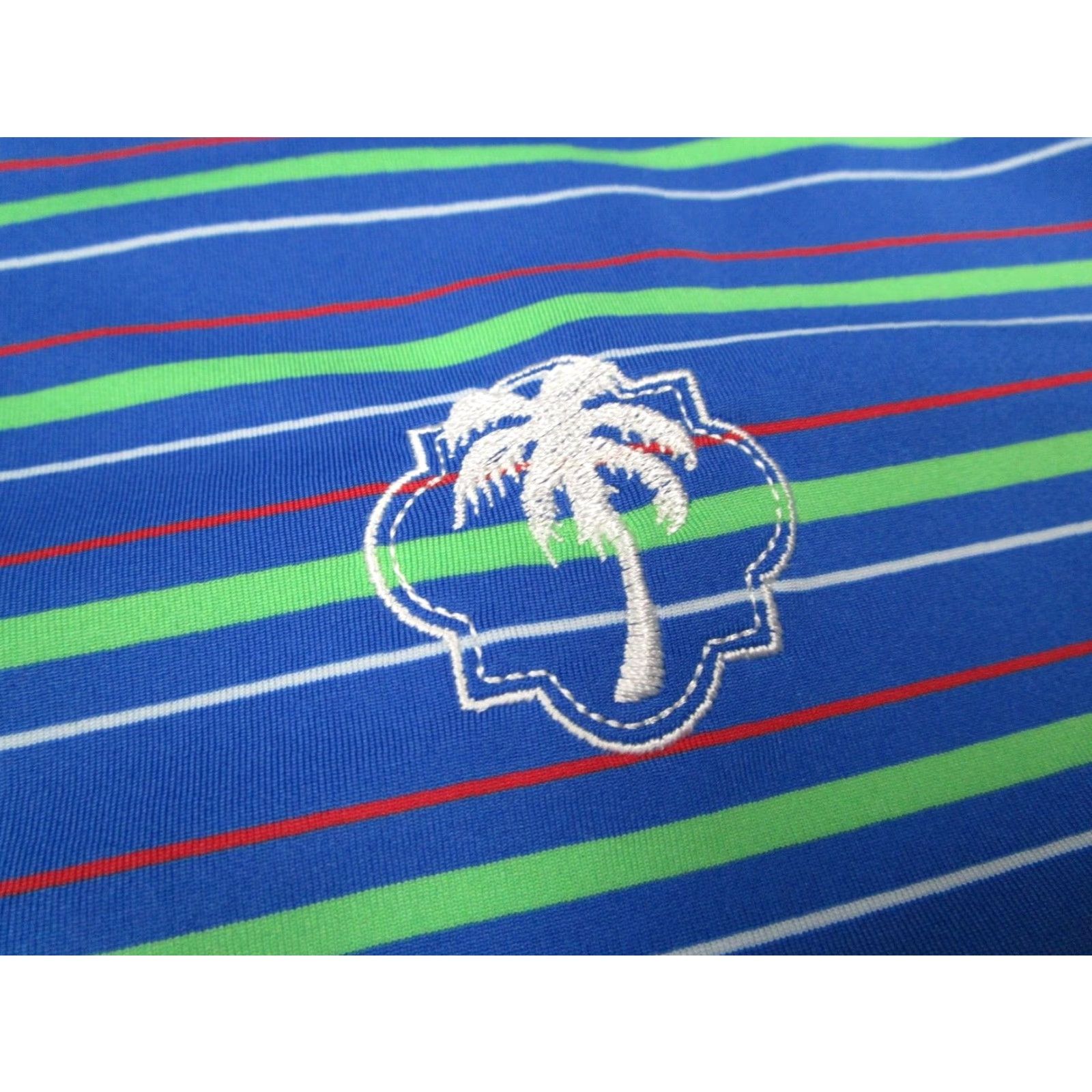 Vintage DONALD ROSS SPORT Shirt Mens XL Blue STRIPED Polo with PLANTATION GOLF CLUB logo embroidered on front - polyester blend Size US XL / EU 56 / 4 - 4 Thumbnail