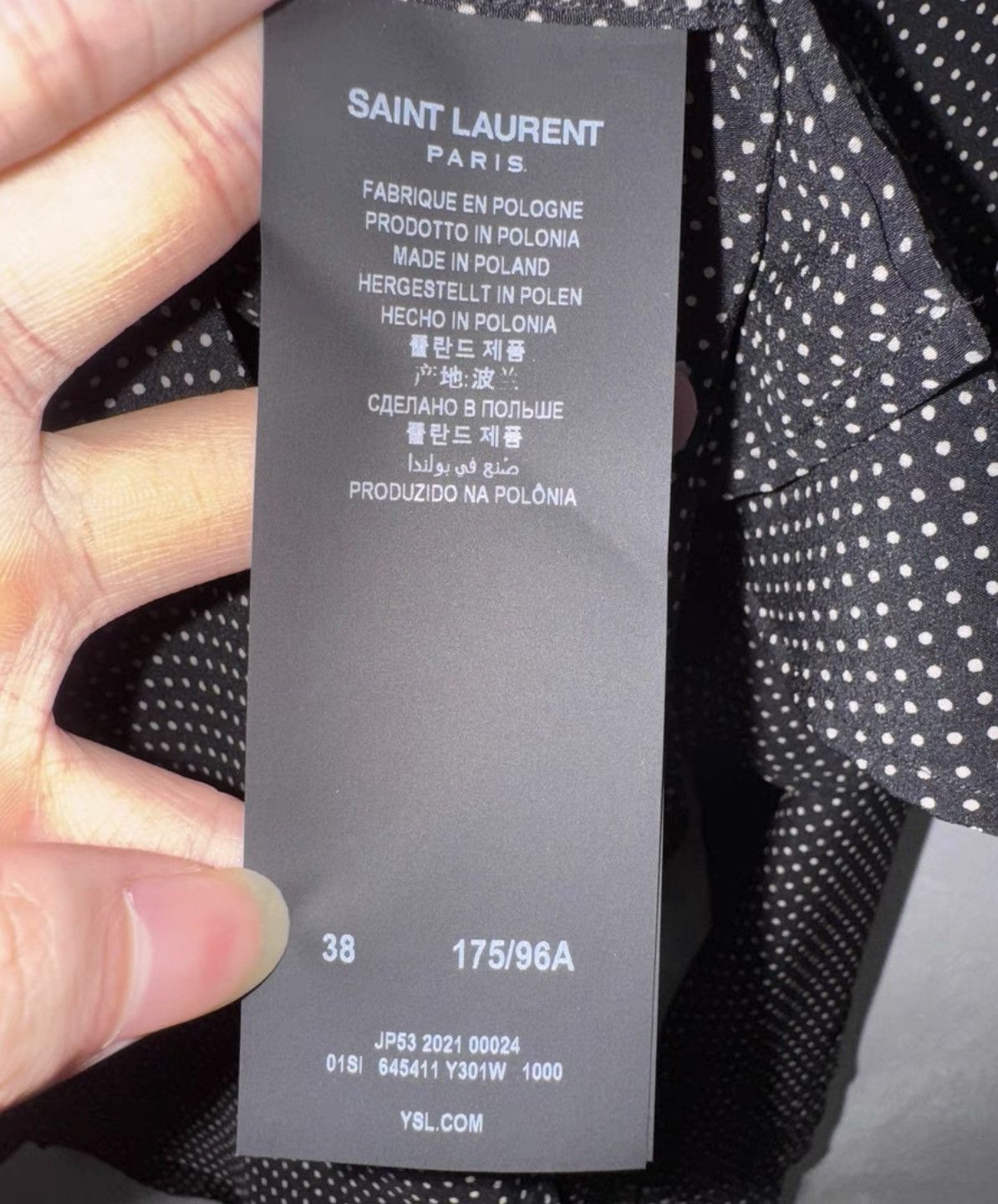 Saint Laurent Paris SLP) 21FW Silk Starry Sky All-Over Small Polka Dot Shirt Size US M / EU 48-50 / 2 - 7 Thumbnail
