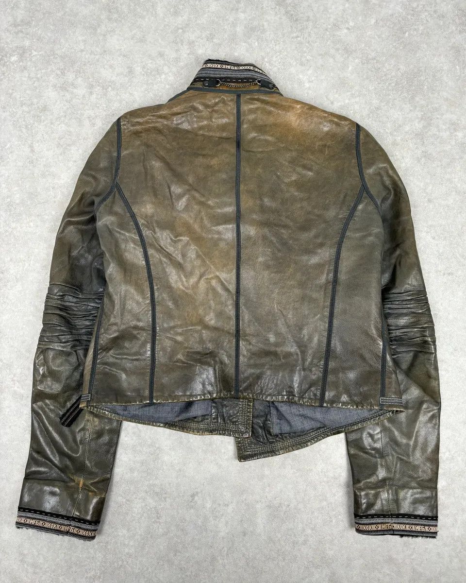 Marithe + Francois Girbaud AW2003 Marithé + François Girbaud Grey Eroded Buttoned Asymmetrical Leather Jacket Size S / US 4 / IT 40 - 5 Thumbnail