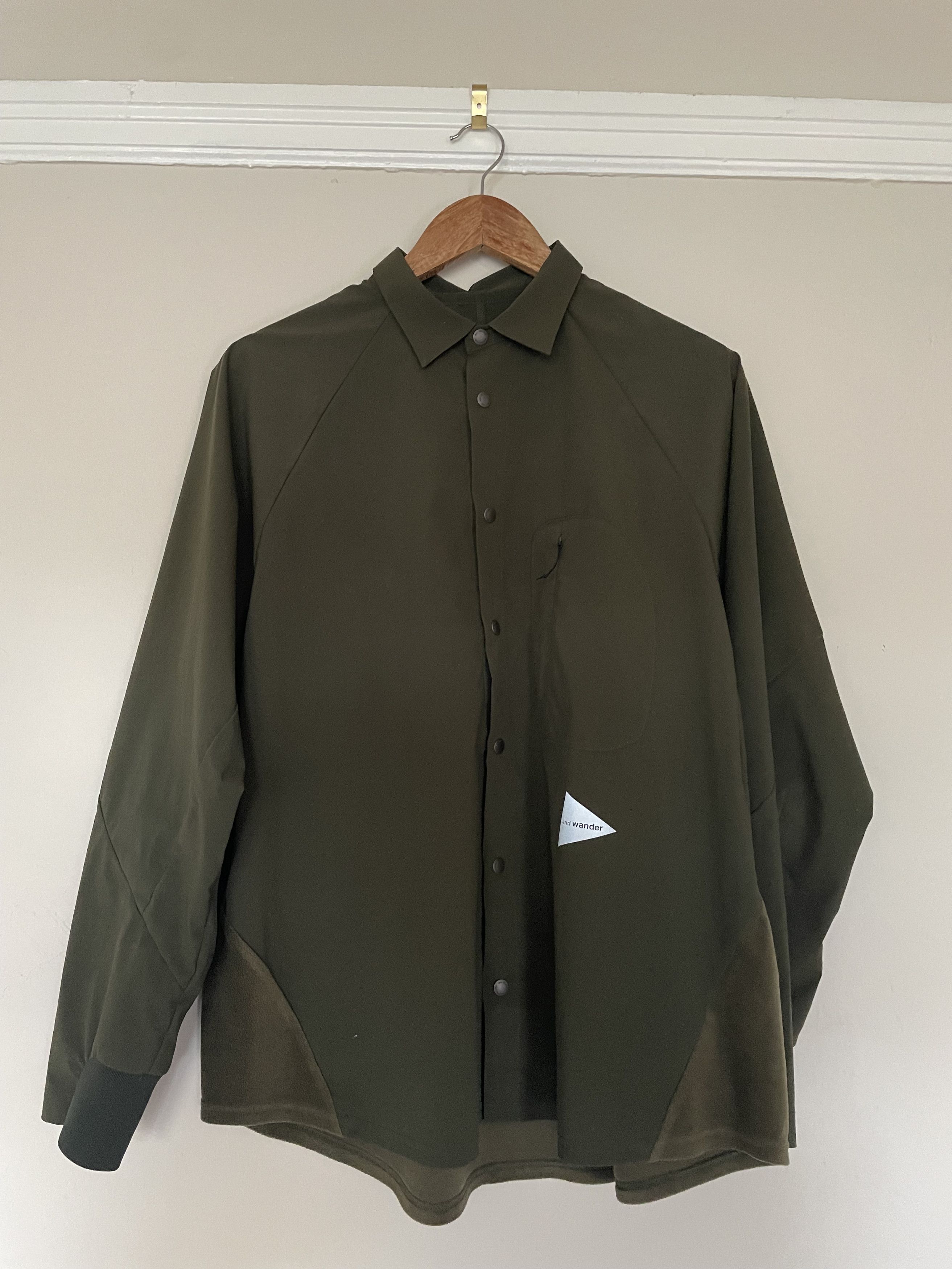 image of And Wander Button Down - Green, Men's (Size Large)