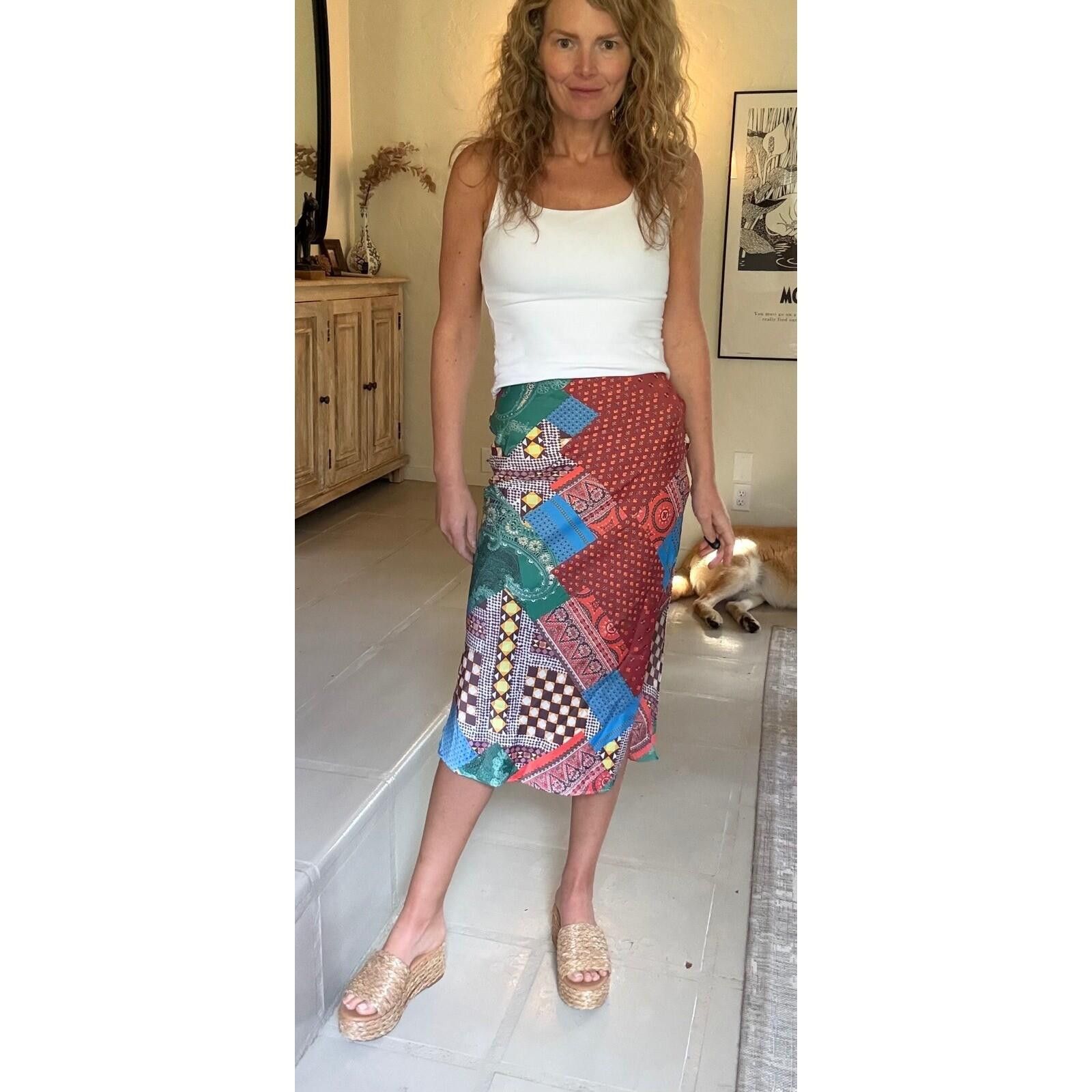 Urban Outfitters Urban Outfitters Patchwork Midi Skirt Stretch Waist Size S Size 28" / US 6 / IT 42 - 1 Thumbnail