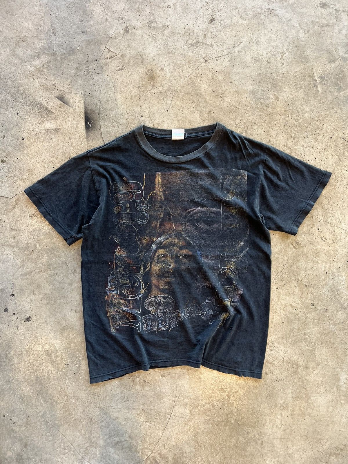 image of Band Tees x Rap Tees Vintage 90's Raptee Tupac T-Shirt in Black, Men's (Size Large)