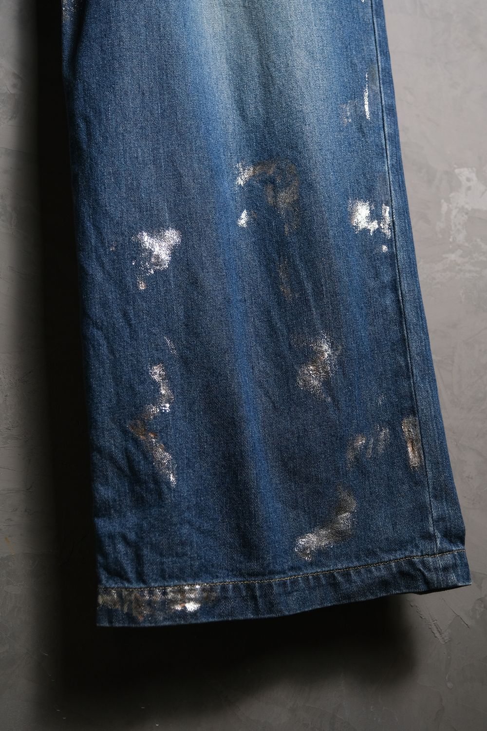 Japanese Brand CLESSTE Silver Print Vintage Wash Selvedge Denim Wide Pants Size US 33 - 6 Thumbnail