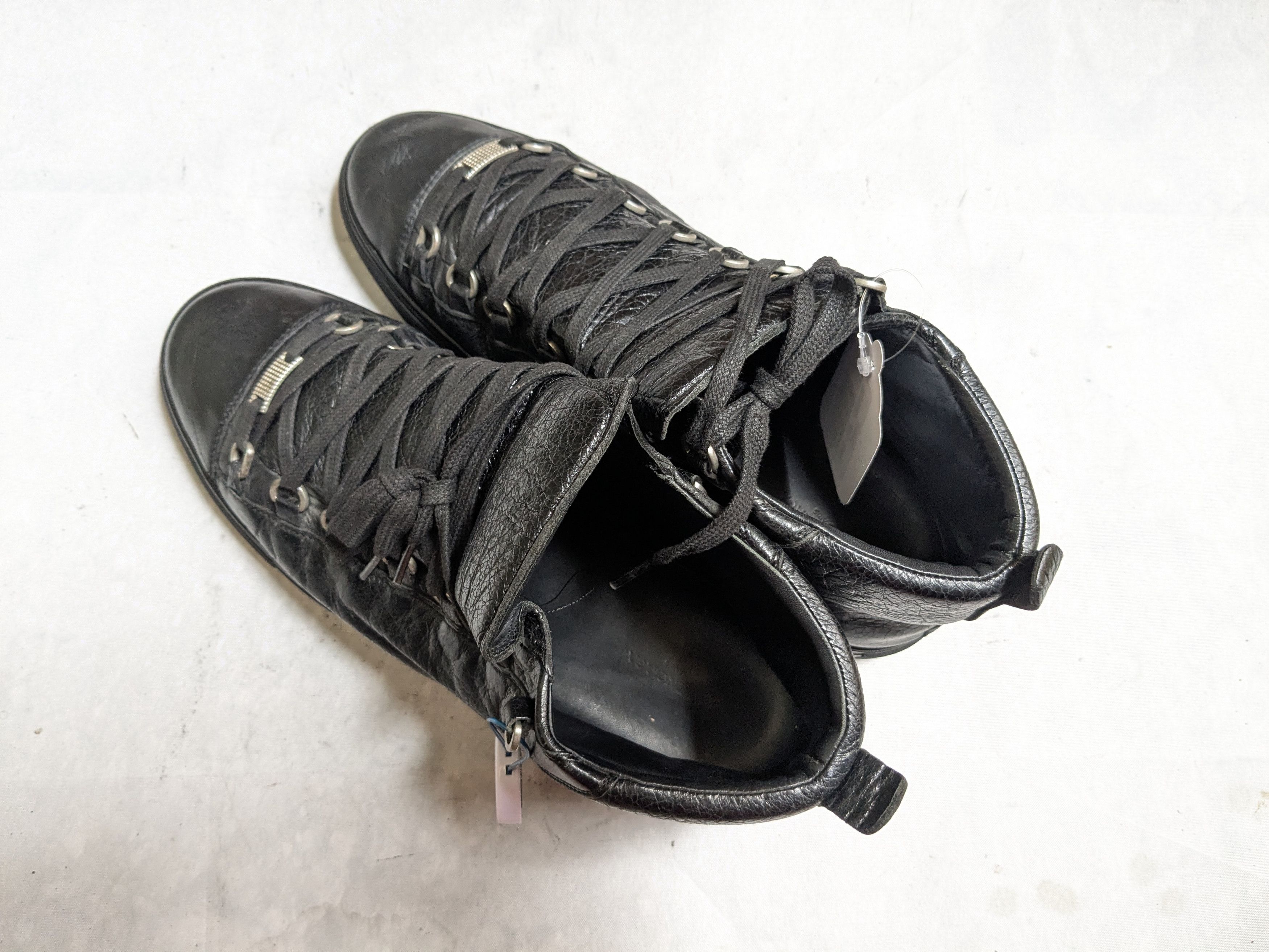 Balenciaga Balenciaga Arena Black 12 Leather High Tops Lace Up Size US 12 / EU 45 - 15 Thumbnail