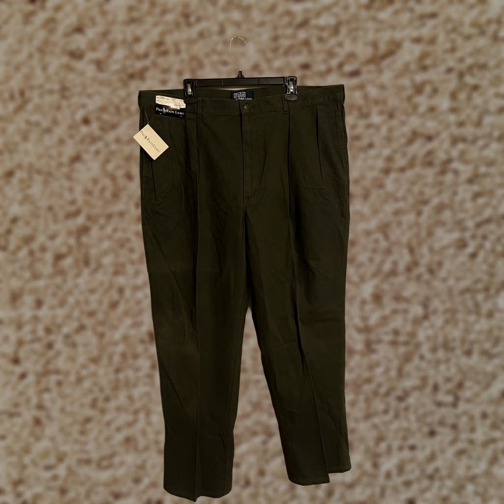 Polo Ralph Lauren VINTAGE Polo Ralph Lauren Chino Pants Mens 42x32 Olive Green Pleated 100% Cotton Classic Slim/Regular Pockets USA Preppy Style 42x32 Size US XL / EU 56 / 4 - 1 Thumbnail