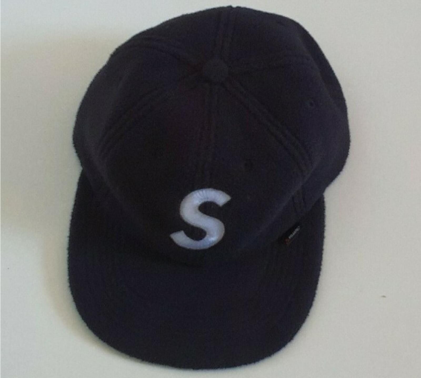 FW18 Supreme x Polartec S logo 6-panel black hat cap fleece