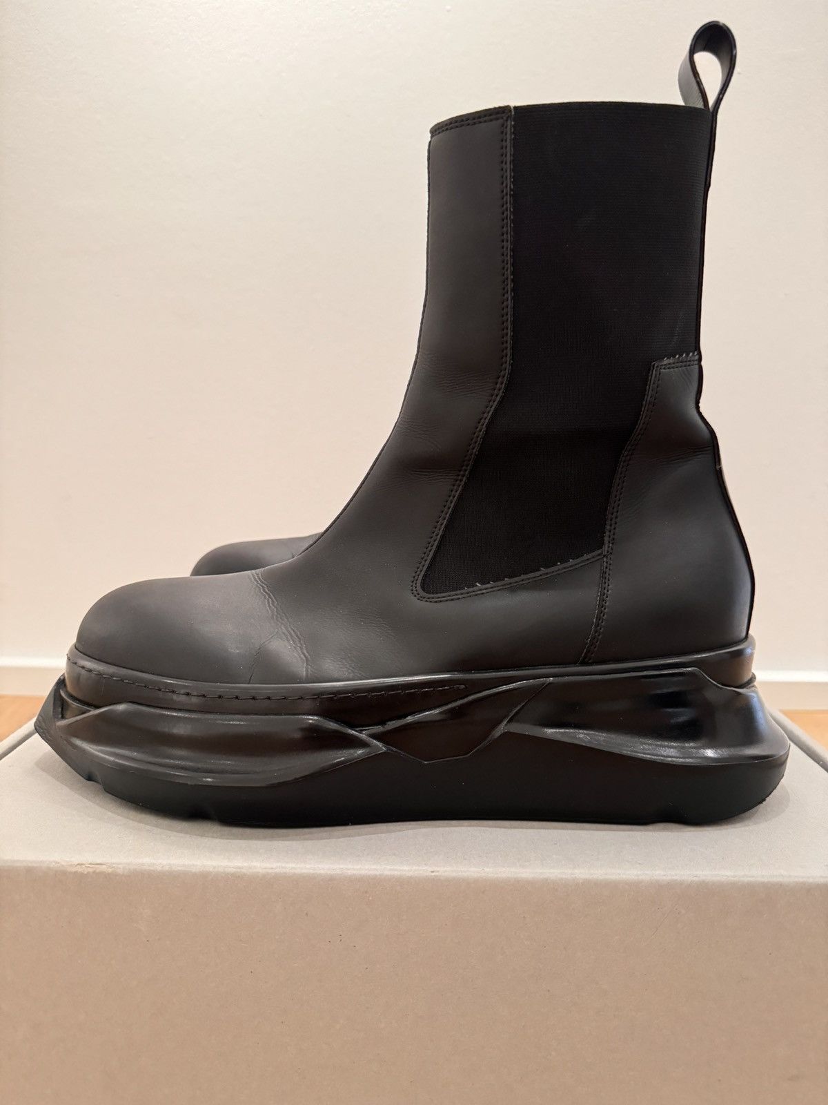 image of Rick Owens x Rick Owens Drkshdw Abstract Beetle Boots Eu45 Black, Men's (Size 12)