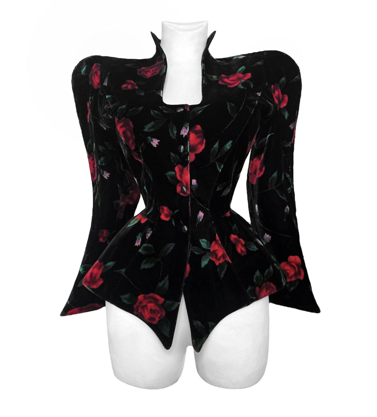 Mugler × Thierry Mugler Dramatic Thierry Mugler velvet rose jacket Size S / US 4 / IT 40 - 1 Thumbnail