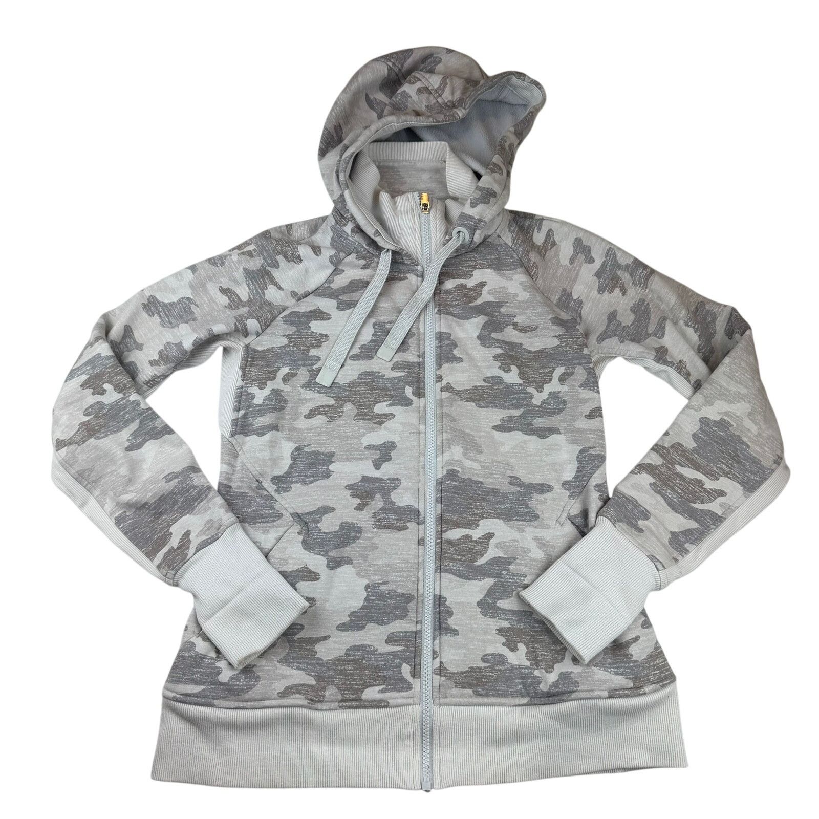 Athleta Athleta Camo Zip Hoodie Small Gray White Size S / US 4 / IT 40 - 1 Thumbnail