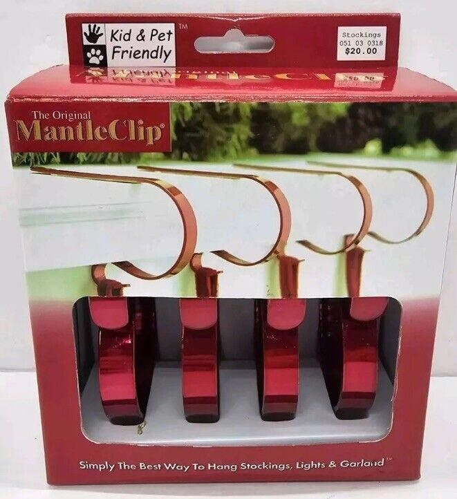 Designer New Original Mantle Clip 4 Red Stocking Hangers Holders Size ONE SIZE - 6 Thumbnail
