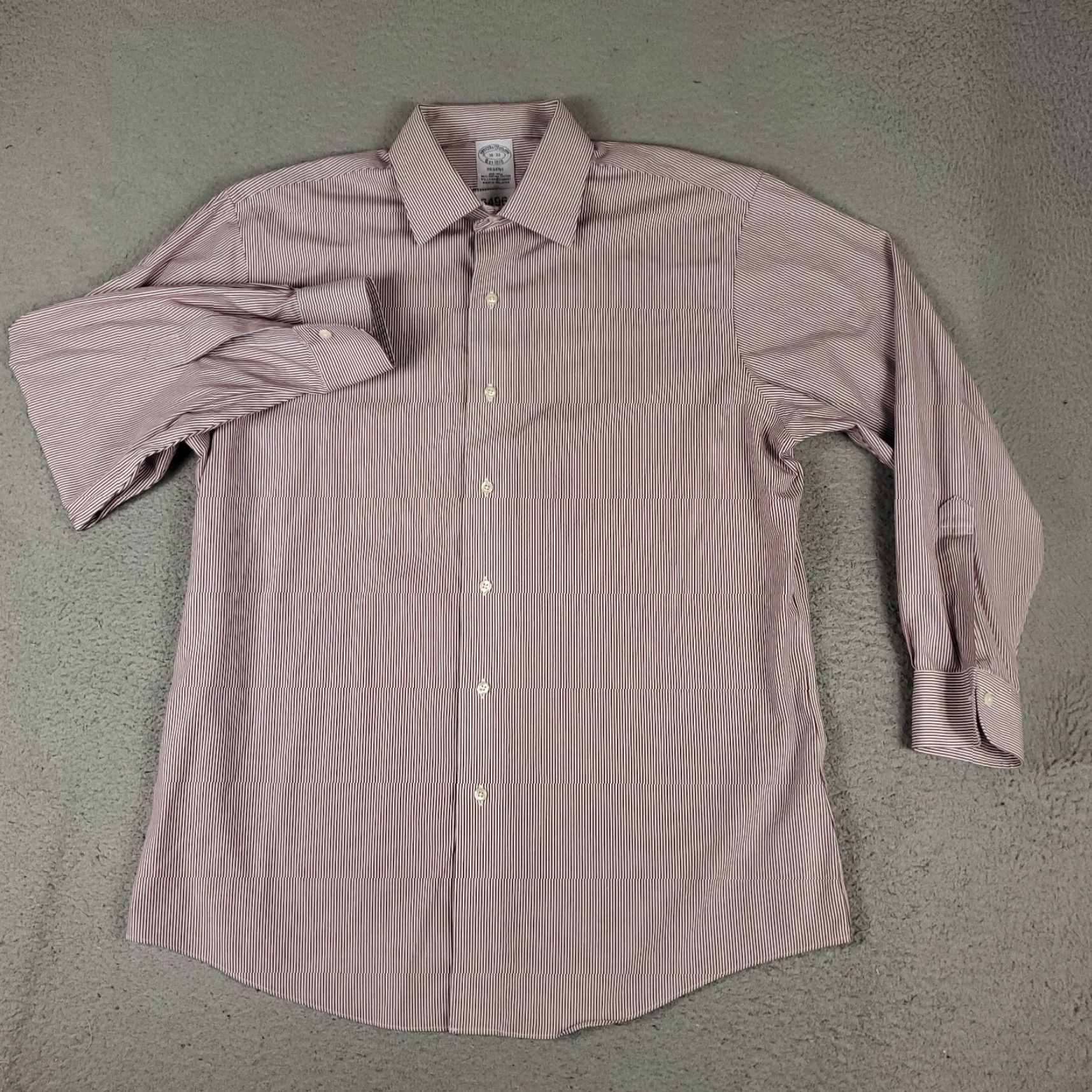 Brooks Brothers Brooks Brothers Shirt Mens 16 Burgundy Stripe Regent Dress Button Up Long Sleeve Size 42R - 2 Thumbnail