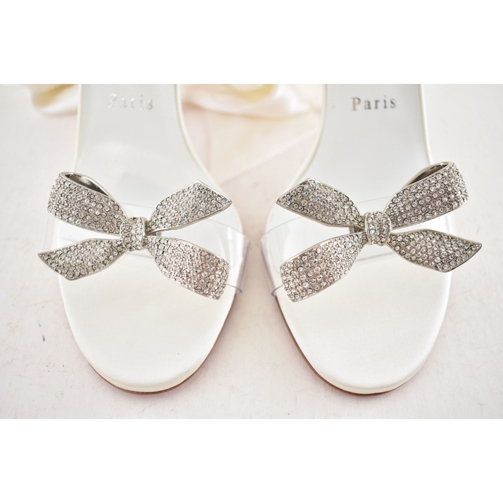 Christian Louboutin Christian Louboutin Astrinodo 100 Ivory PVC Bow Lace Up Size US 7 / IT 37 - 15 Thumbnail