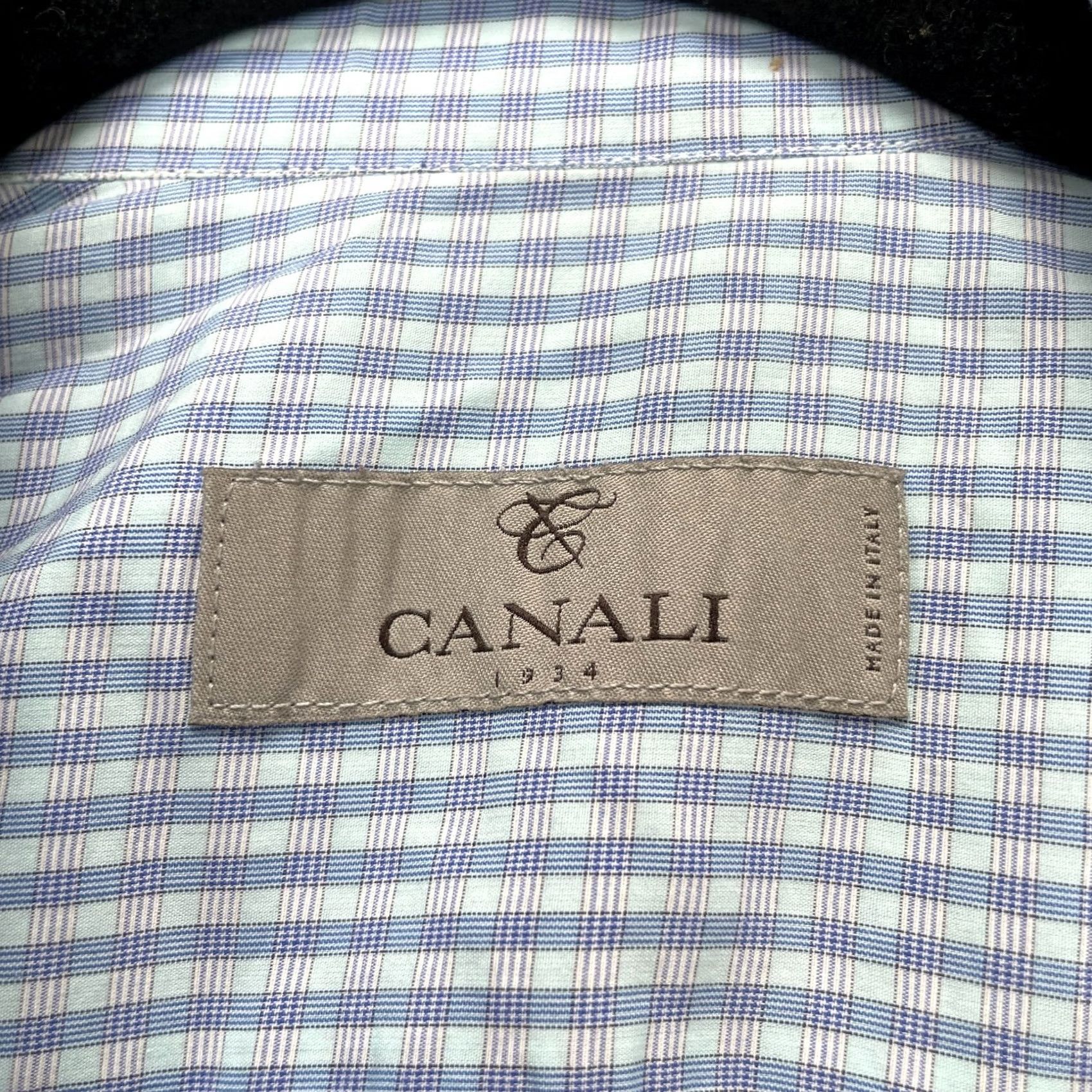 Canali Canali Shirt Mens 38 Blue Dress Tattersall Check Cotton Formal Oxford Button Up Size 38R - 4 Thumbnail