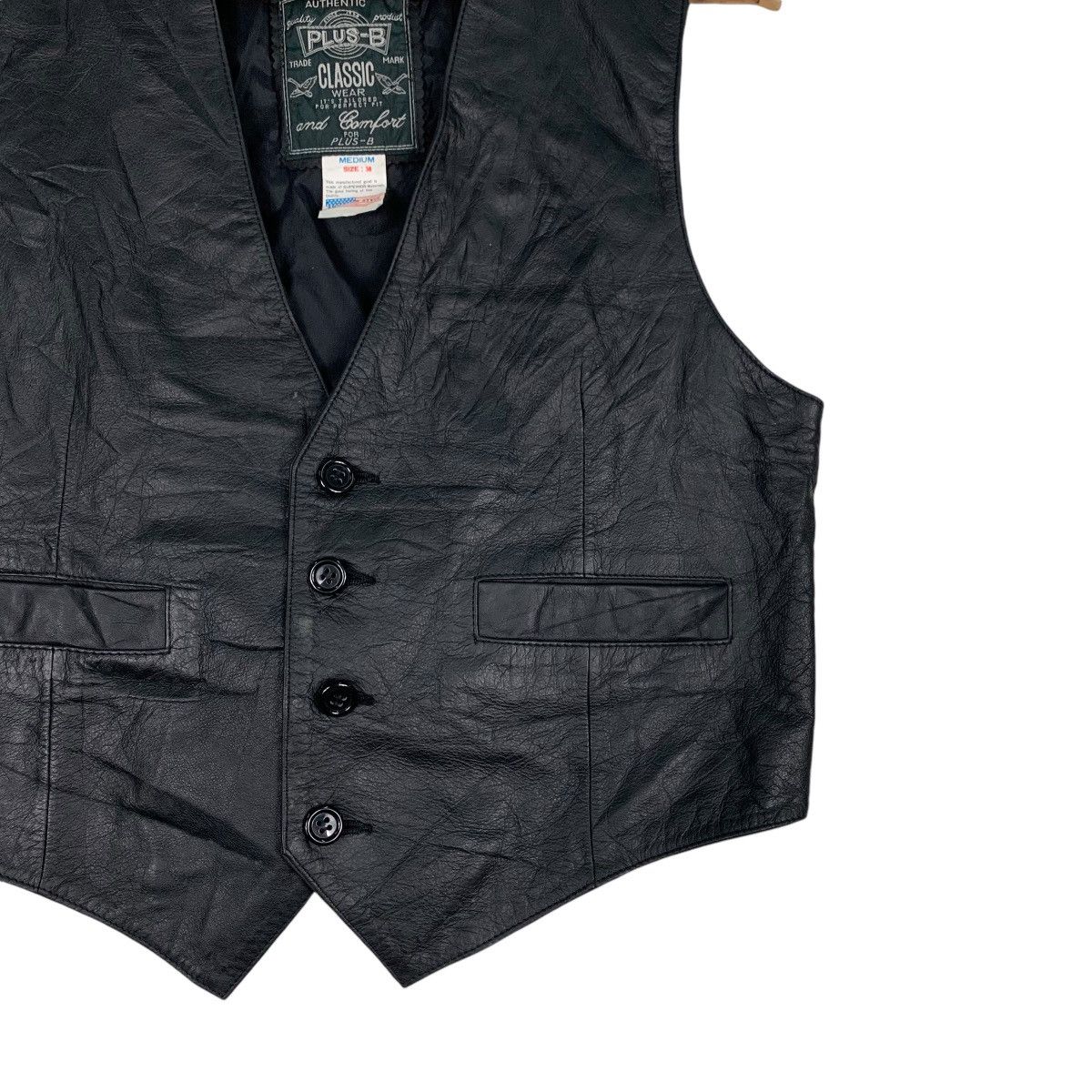 Japanese Brand PLUS-B Cowhide Black Leather Vest #1233-C56 Size US M / EU 48-50 / 2 - 4 Thumbnail