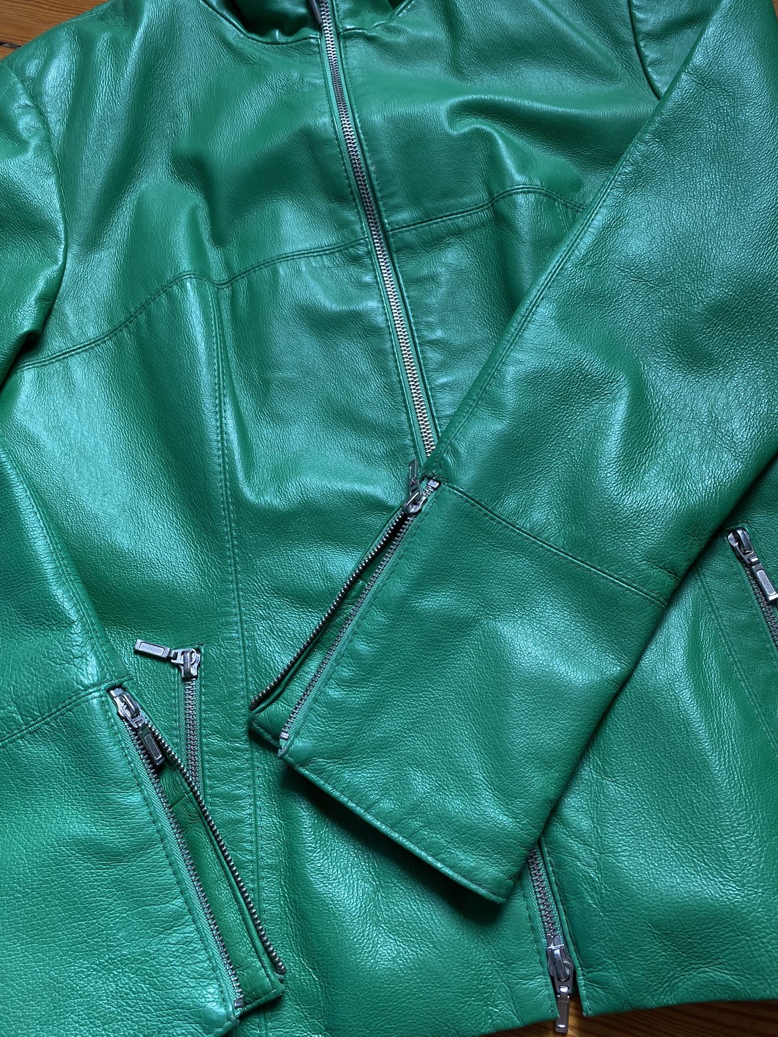 Leather vintage green genuine leather jacket vetements moto Size L / US 10 / IT 46 - 8 Thumbnail