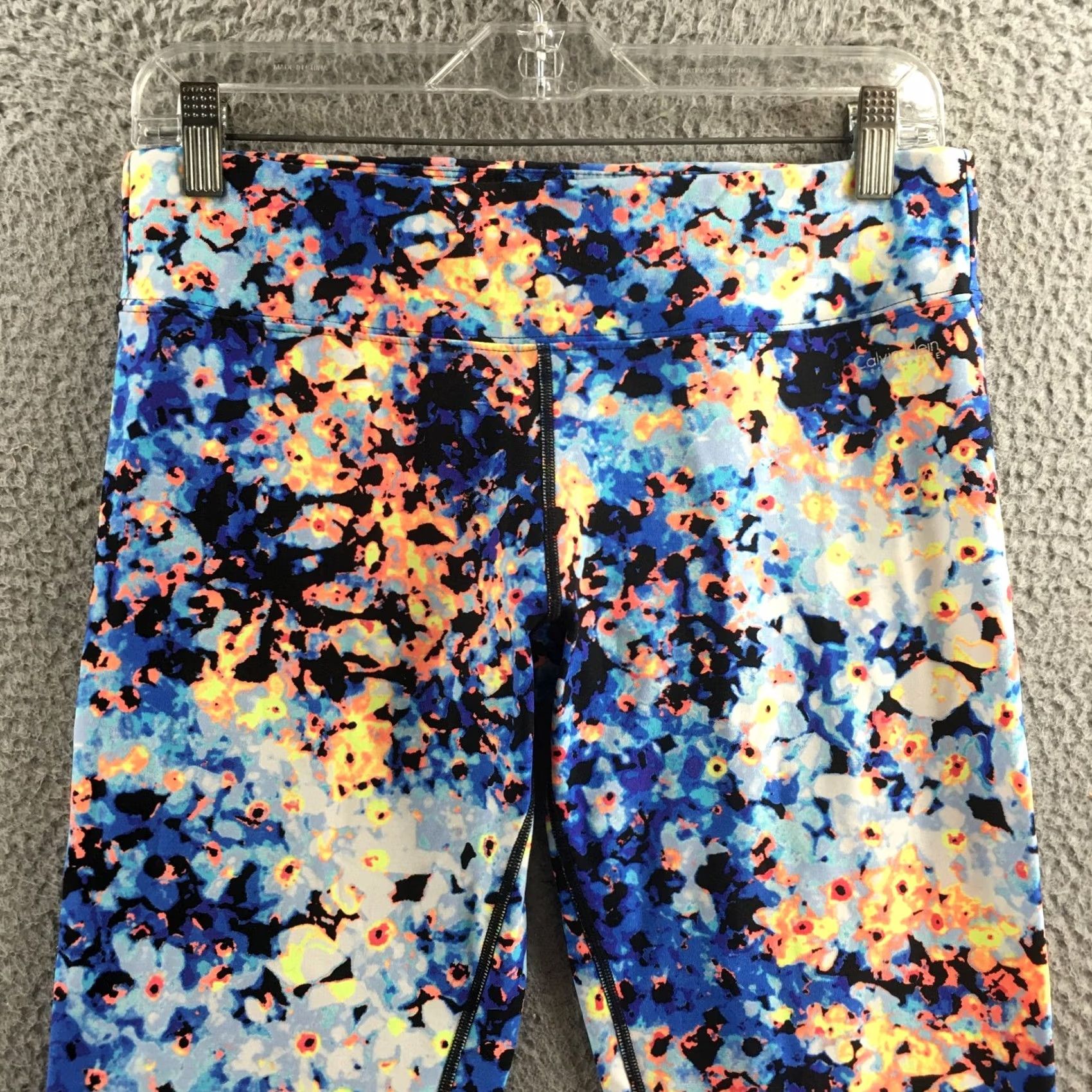 Calvin Klein Calvin Klein Capri Leggings Womens Large Multicolor Pull On Flat Front Mid Rise Yoga Casual Activewear Size 36" / US 14 / IT 50 - 2 Thumbnail