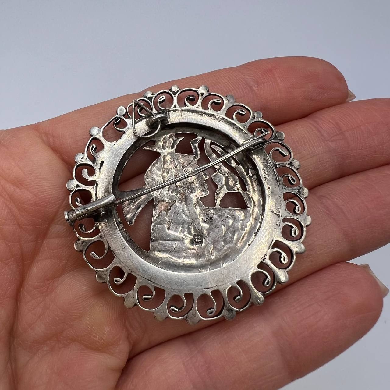 Vintage Vintage Brooch Pendant Carved Egyptian Pharaoh Silver 800 Size ONE SIZE - 5 Thumbnail