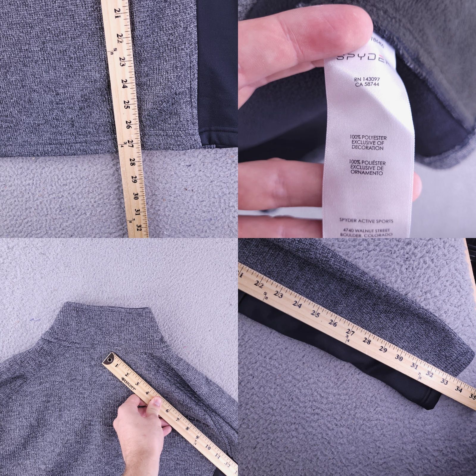 Spyder Spyder Sweater Mens L Gray Outbound Fleece Quarter Zip Size US L / EU 52-54 / 3 - 8 Thumbnail