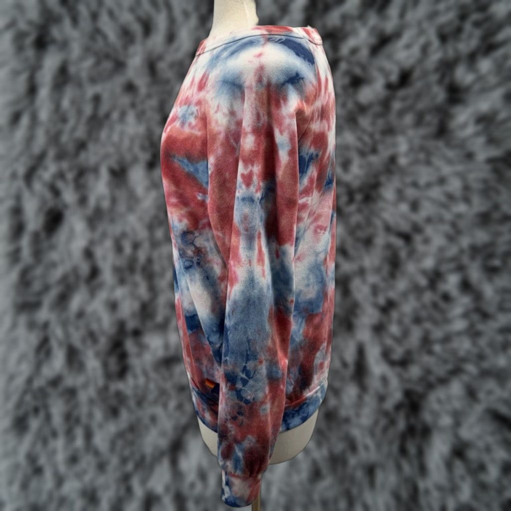 VINTAGE Aviator Nation Sweatshirt Tie Dye Pullover Crew Neck Unisex Small Multicolor Red Blue Relaxed