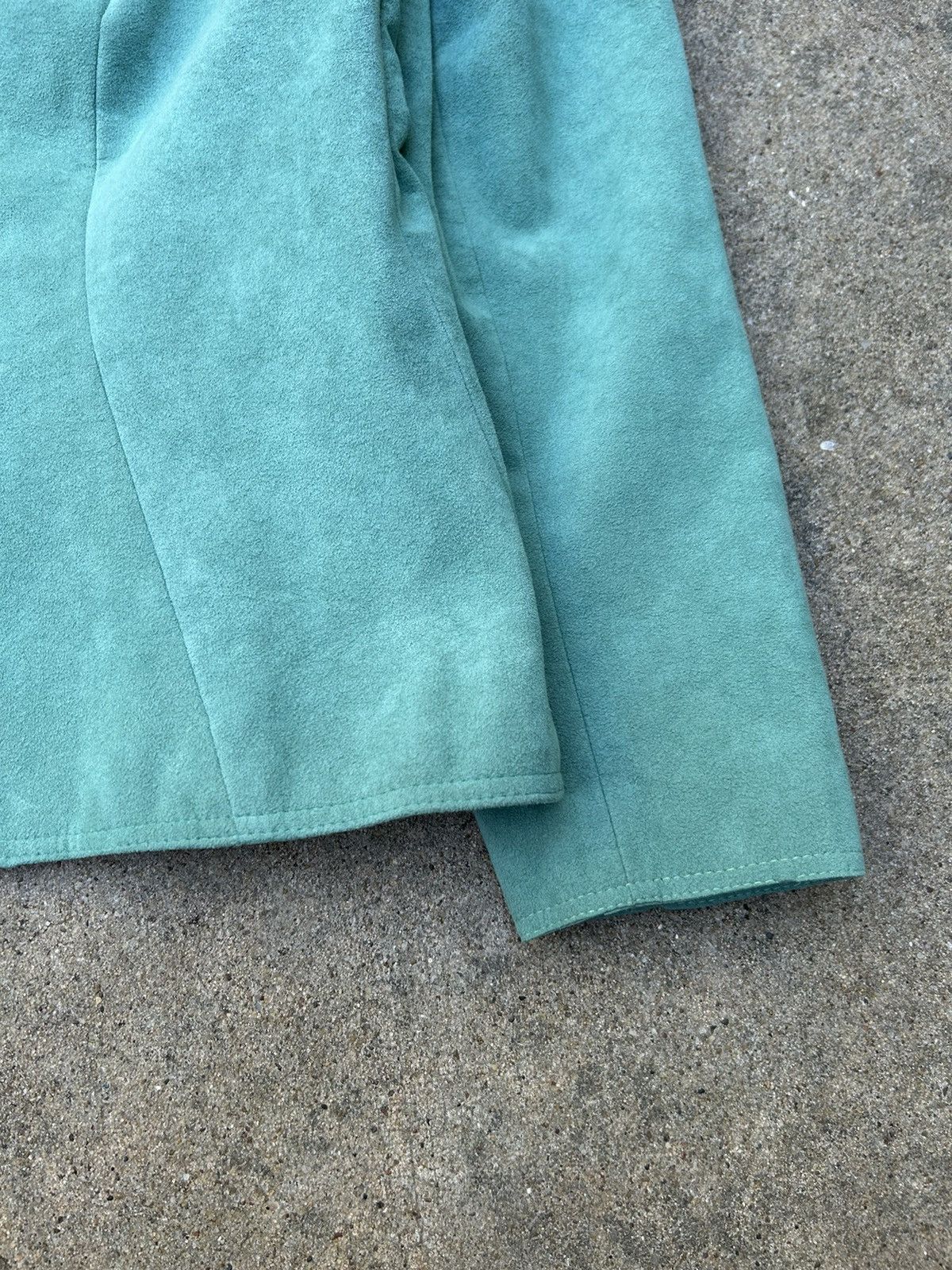 Vintage 1970s Adolph Schuman For Lilli Ann Turquoise Suede Blazer Size S / US 4 / IT 40 - 4 Thumbnail
