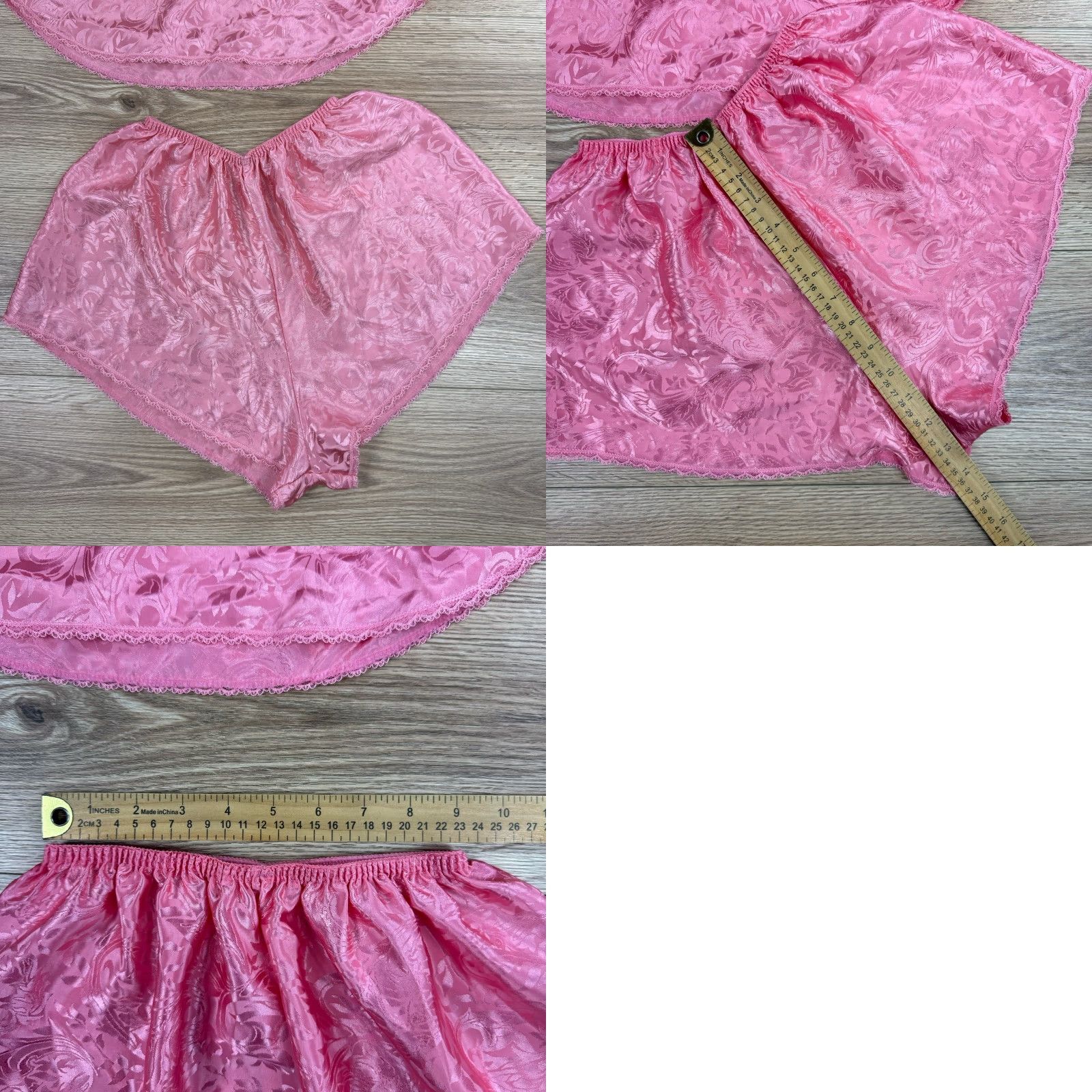 Vintage VINTAGE Deena 90s Pink Satin Pajama Top & Shorts Set Womens Sz S - Lingerie Sleepwear Pajamas Size S / US 4 / IT 40 - 8 Thumbnail