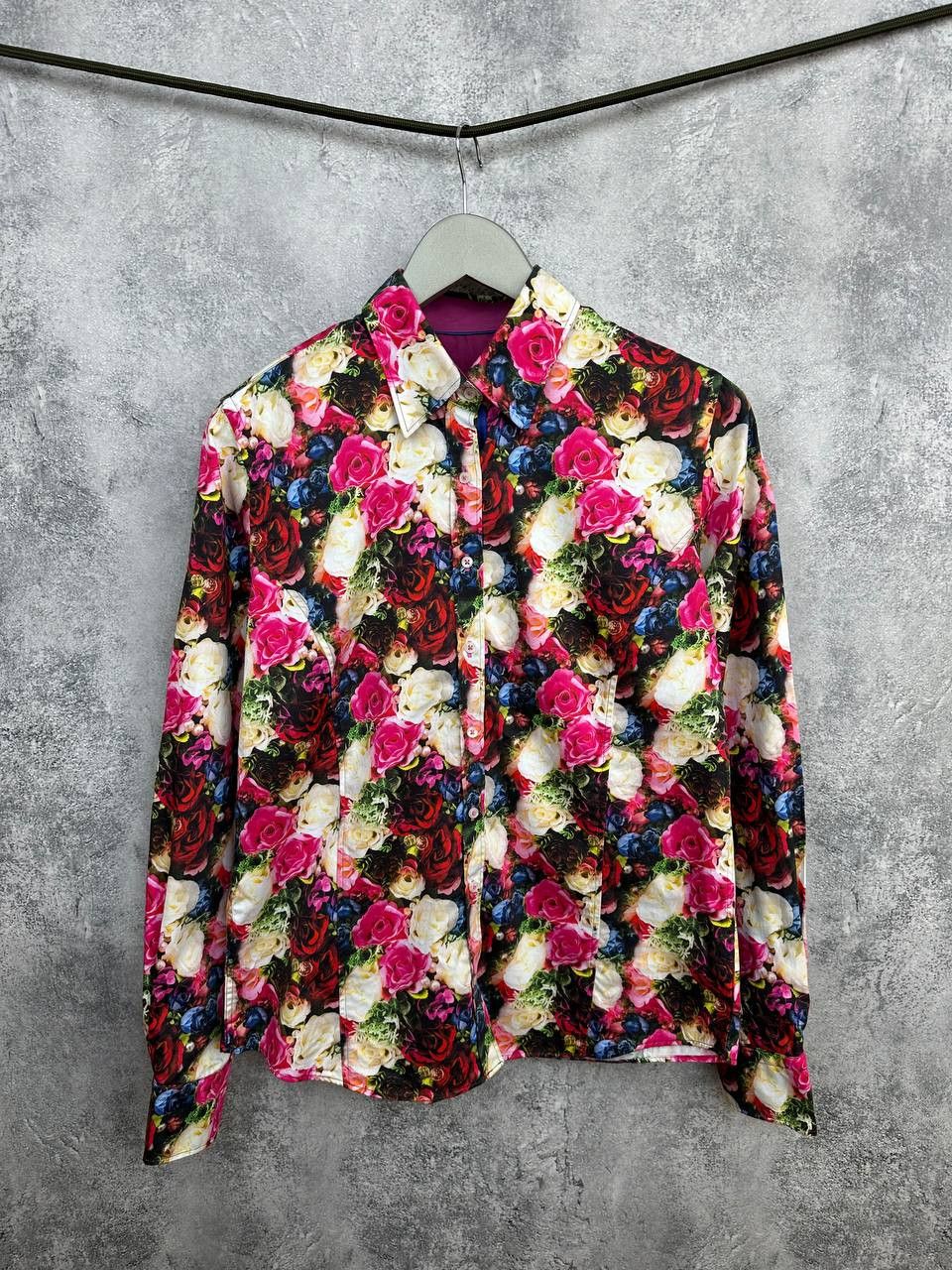 Other Claudio Lugli Rose Bloom Button Up Shirt Flowered Orange Tag Size L / US 10 / IT 46 - 1 Thumbnail