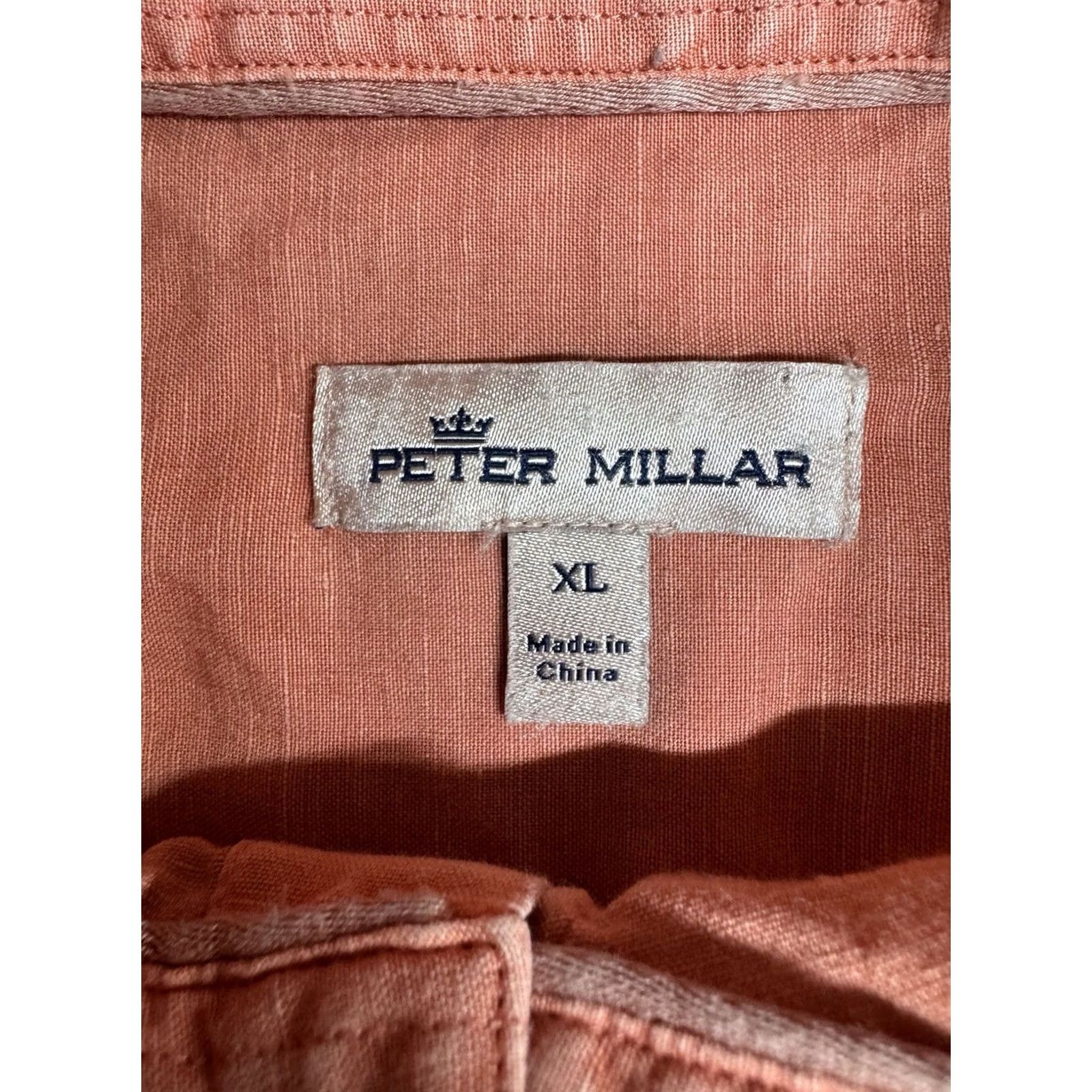 Peter Millar Peter Millar Pink Linen Blend Shirt Mens XL Long Sleeve Logo Button Casual Summer Size US XL / EU 56 / 4 - 3 Thumbnail