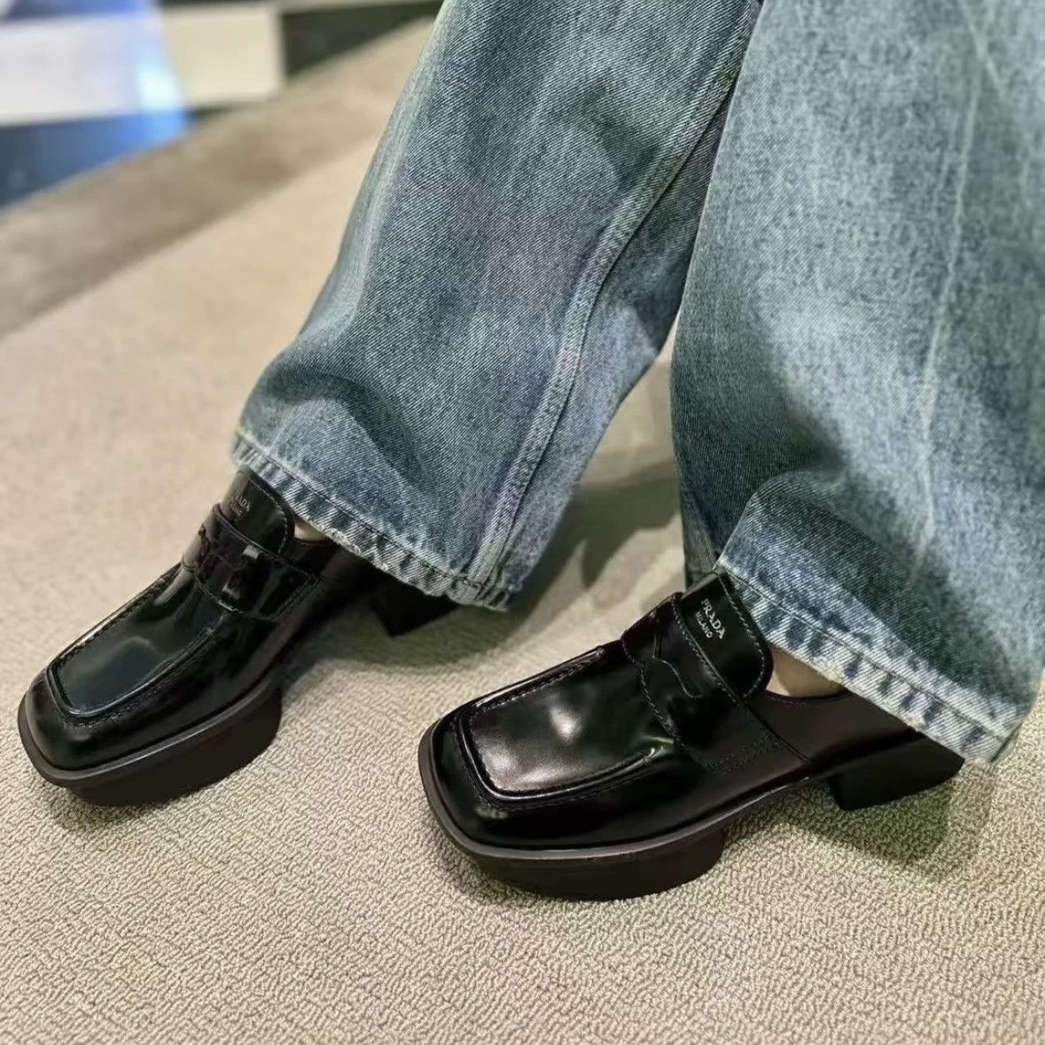 Prada Prada feb505 25 New Square Toe Block Heel Loafer 37 Size US 6.5 / IT 36.5 - 9 Thumbnail