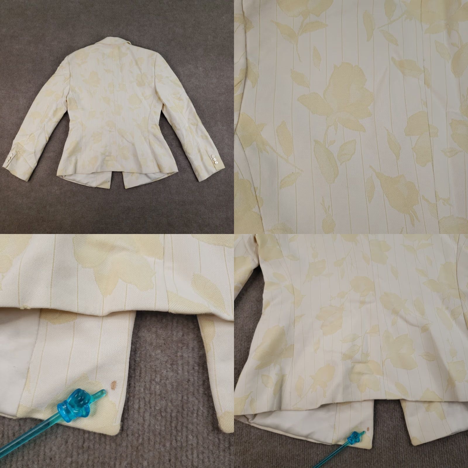 Armani Armani Collezioni Blazer Womens Size 6 Beige Striped Wool Blend Stitched Collared Lined Button Blazer Womens Size 6 Beige Striped Wool Blend Size M / US 6-8 / IT 42-44 - 9 Thumbnail