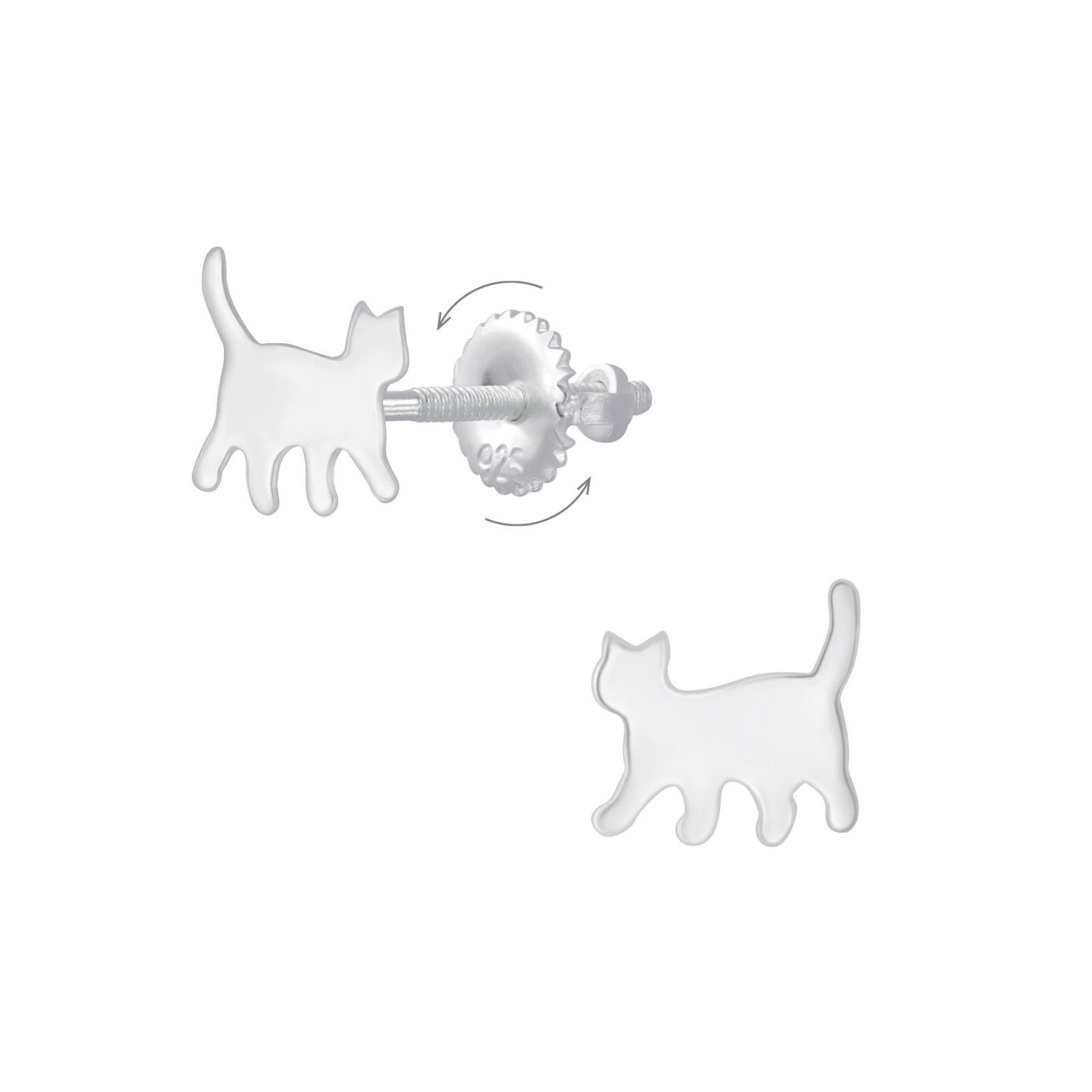 & Other Stories Silver Cat Screw Back Earrings Size ONE SIZE - 1 Preview