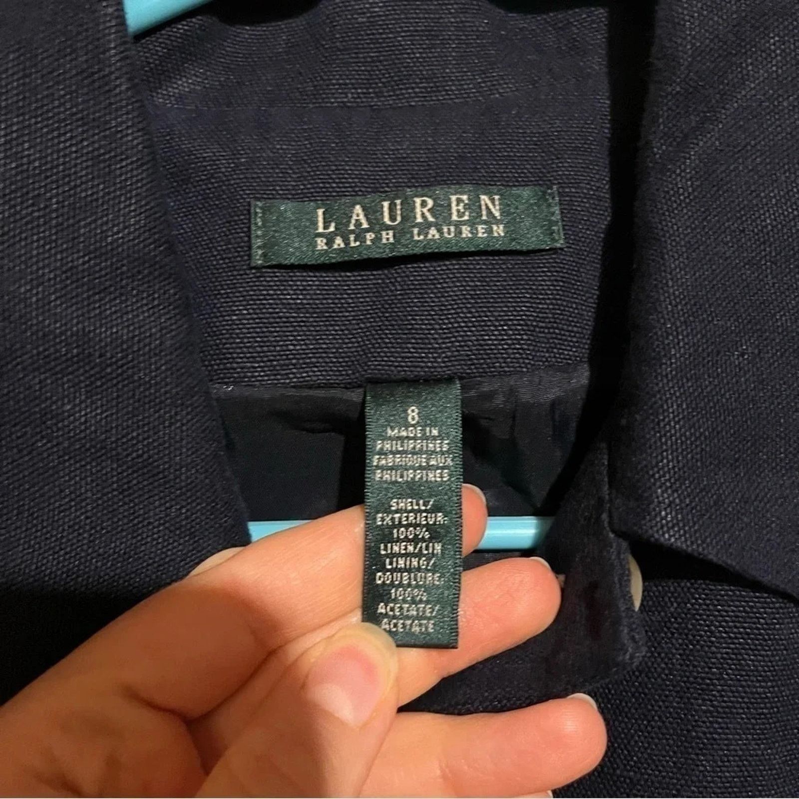 Lauren Ralph Lauren Ralph Lauren Women's Navy Blue 100% Linen Lined Blazer Sz 8 Size M / US 6-8 / IT 42-44 - 2 Thumbnail