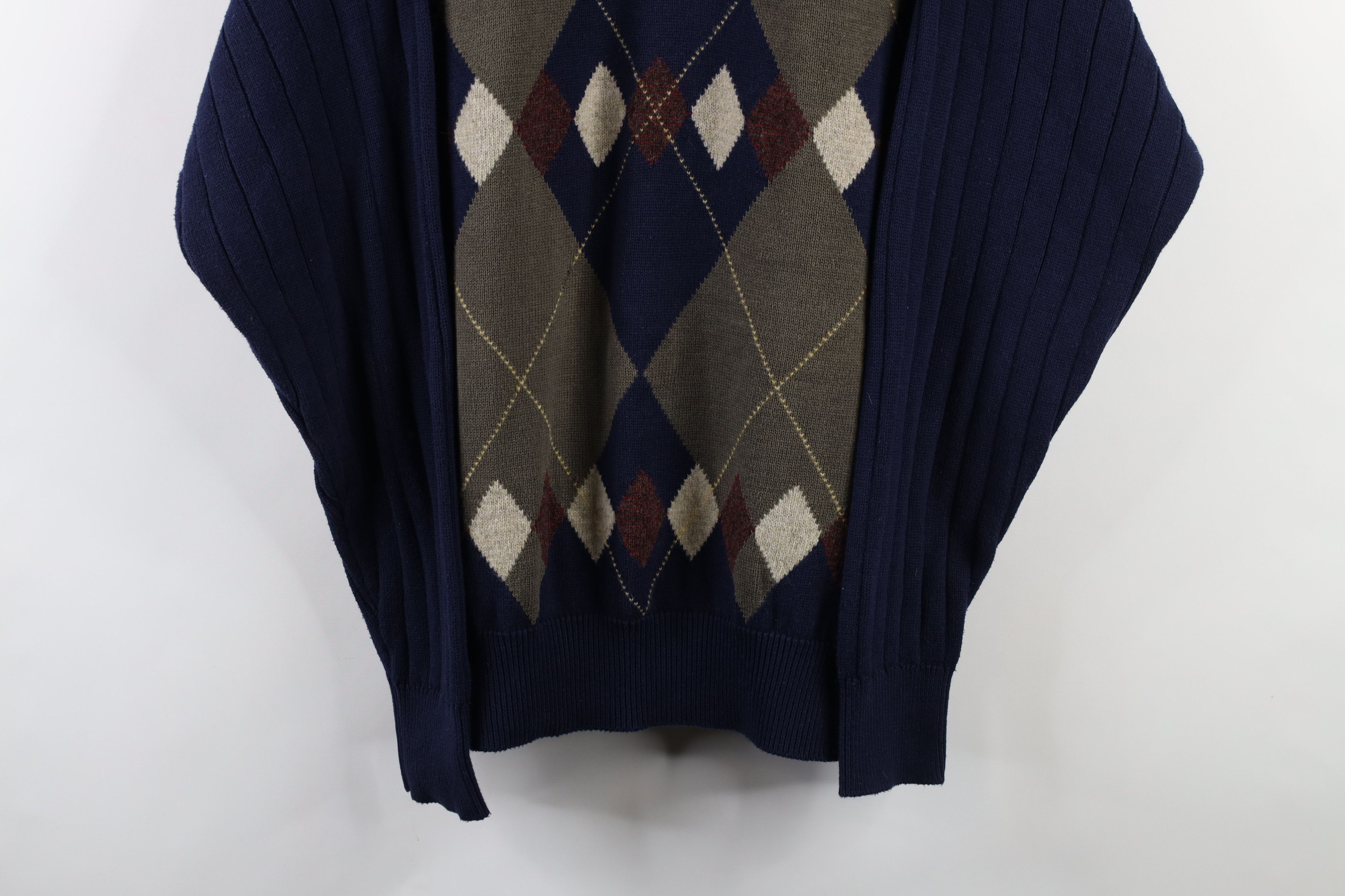 Nautica Vintage 90s Nautica Diamond Knit Henley Sweater Cotton Size US XL / EU 56 / 4 - 3 Thumbnail