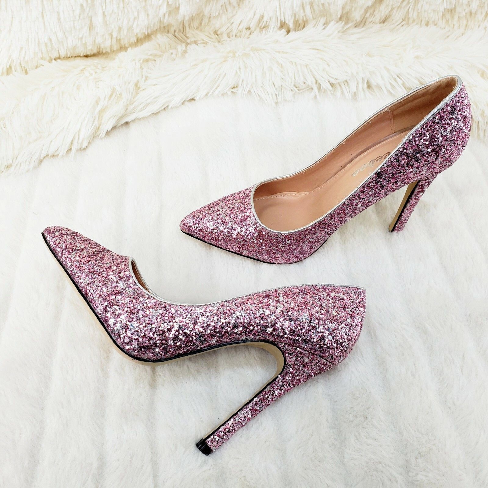 Other Weeboo Pink Silver Glitter 4" High Heel Shoes Pointy Toe Pum Size US 8.5 / IT 38.5 - 1 Thumbnail