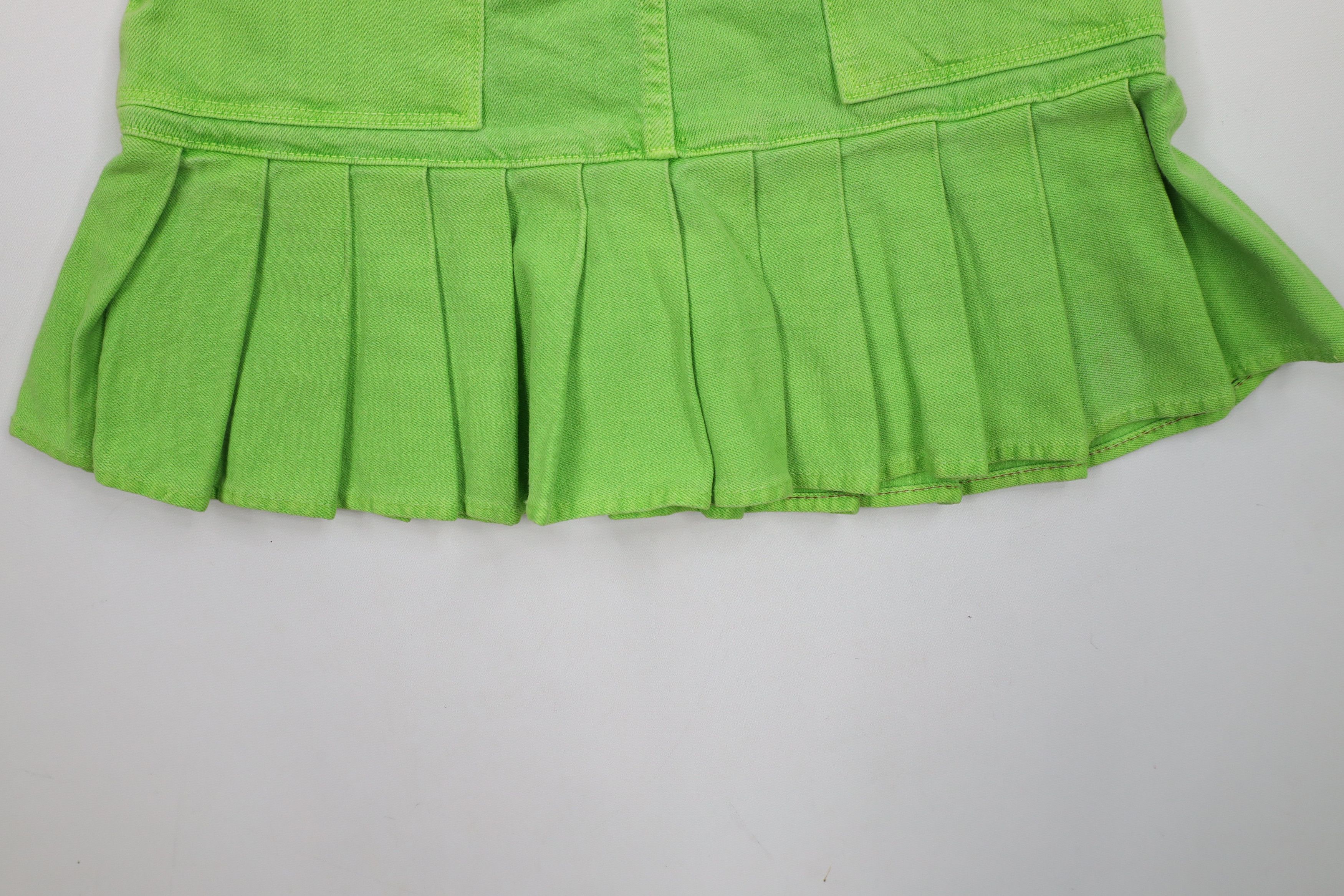 Vintage × Von Dutch Vintage 90s Y2K Von Dutch Denim Jean Mini Skirt Green USA Size 24" / US 00 / IT 34 - 11 Thumbnail
